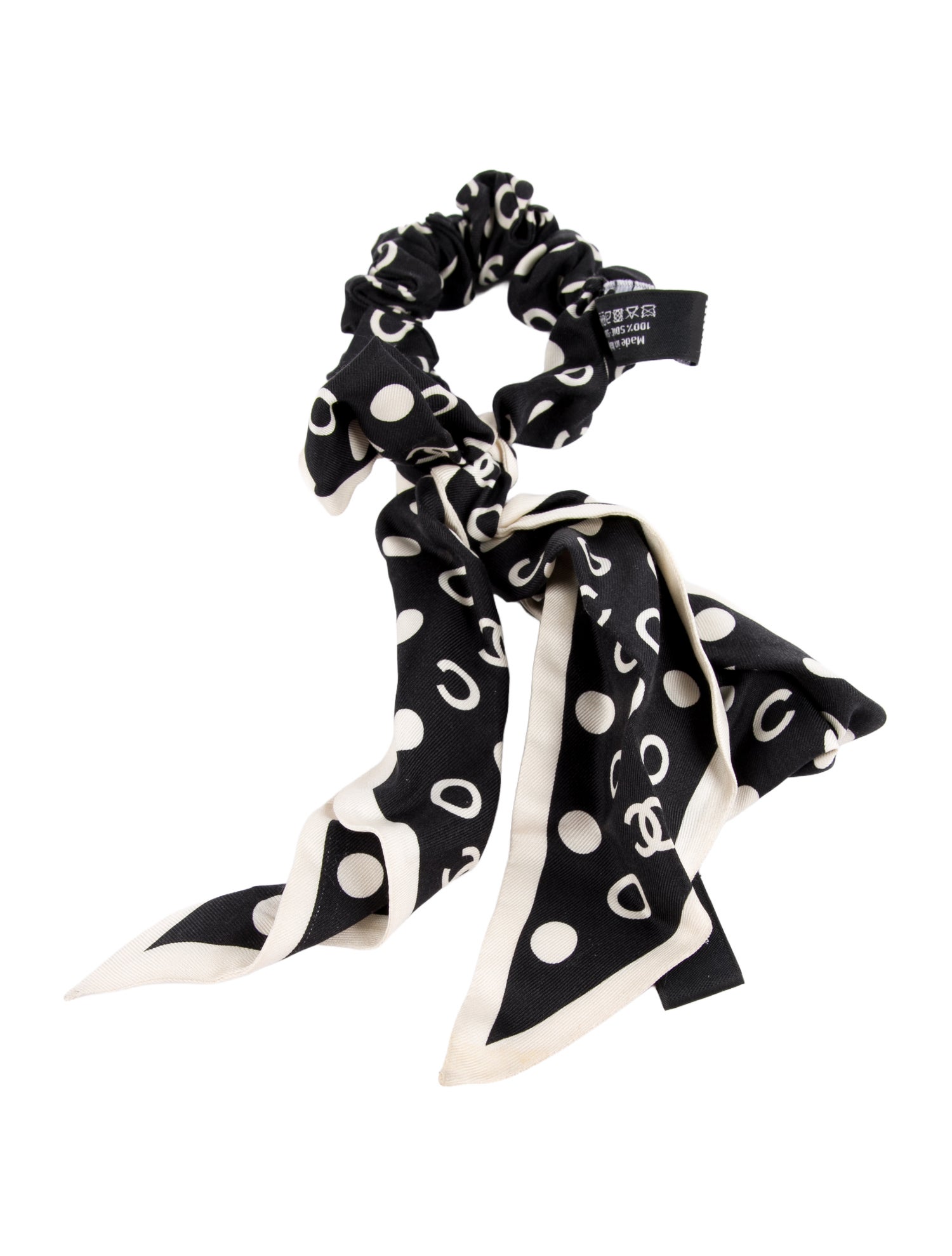 Chanel 2022 Polka Dot CC Hair Scrunchie