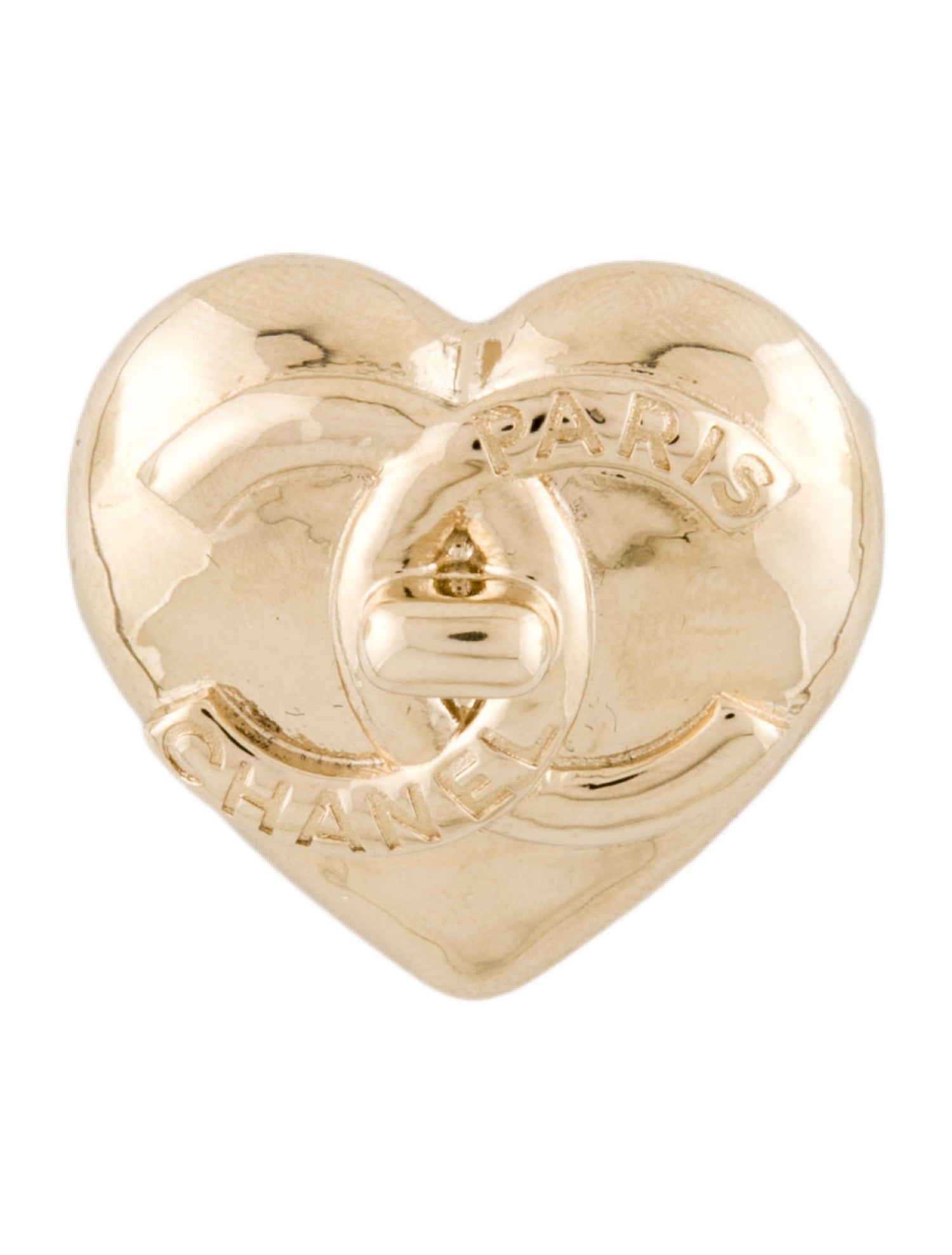 Chanel 2022 Turnlock CC Heart Brooch