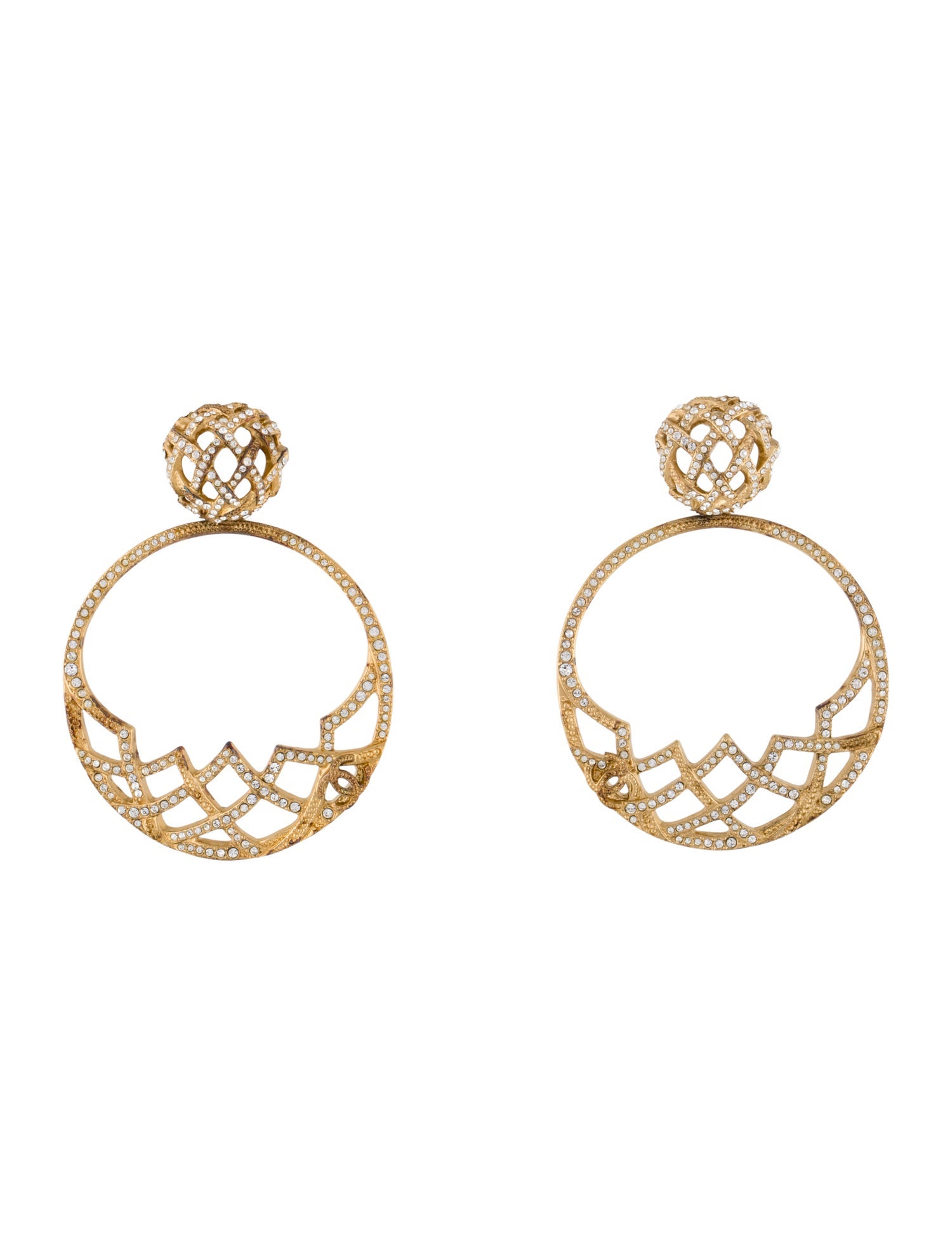 Chanel Strass Clip-On Drop Earrings