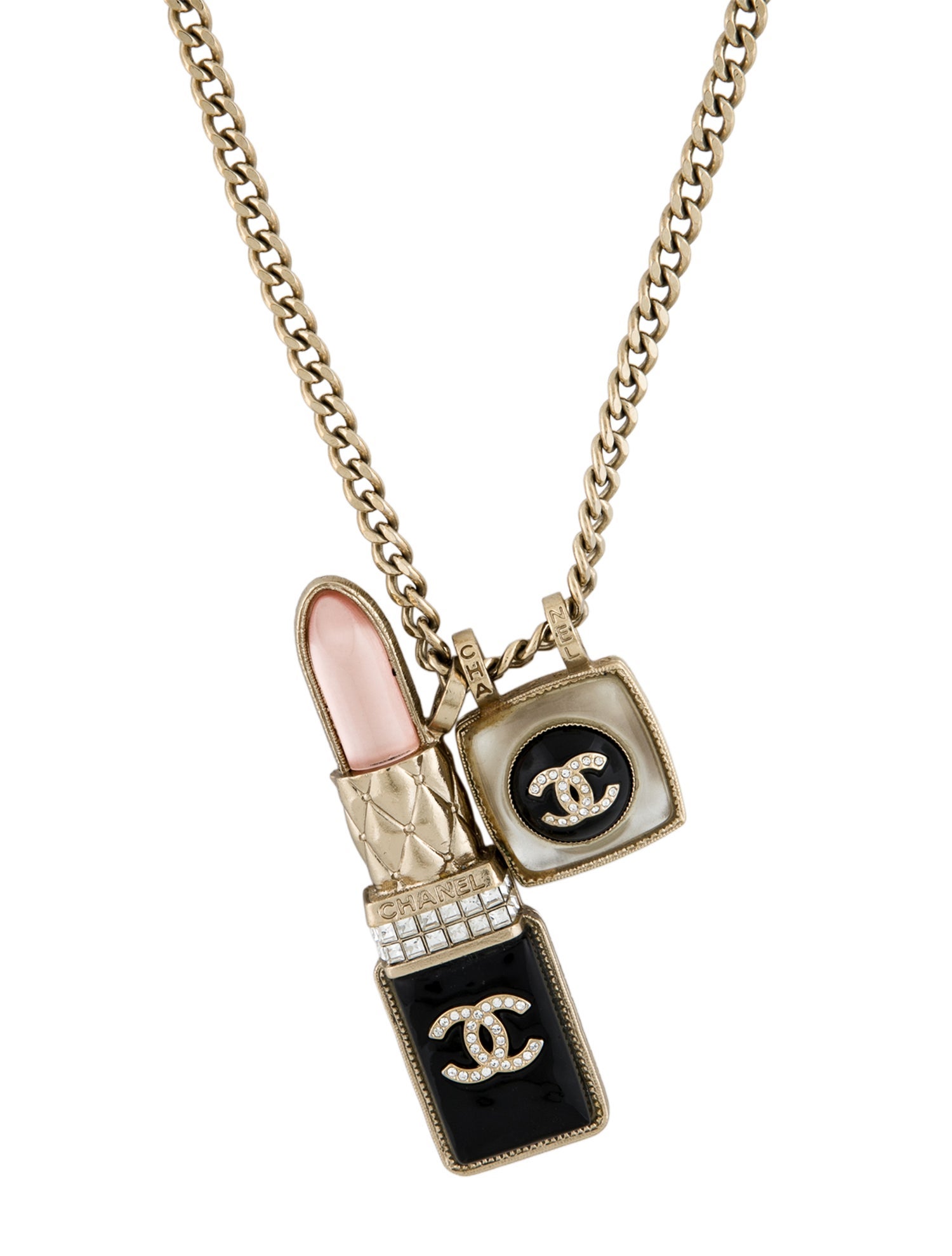 Chanel 2022 Resin & Strass CC Lipstick Pendant Necklace