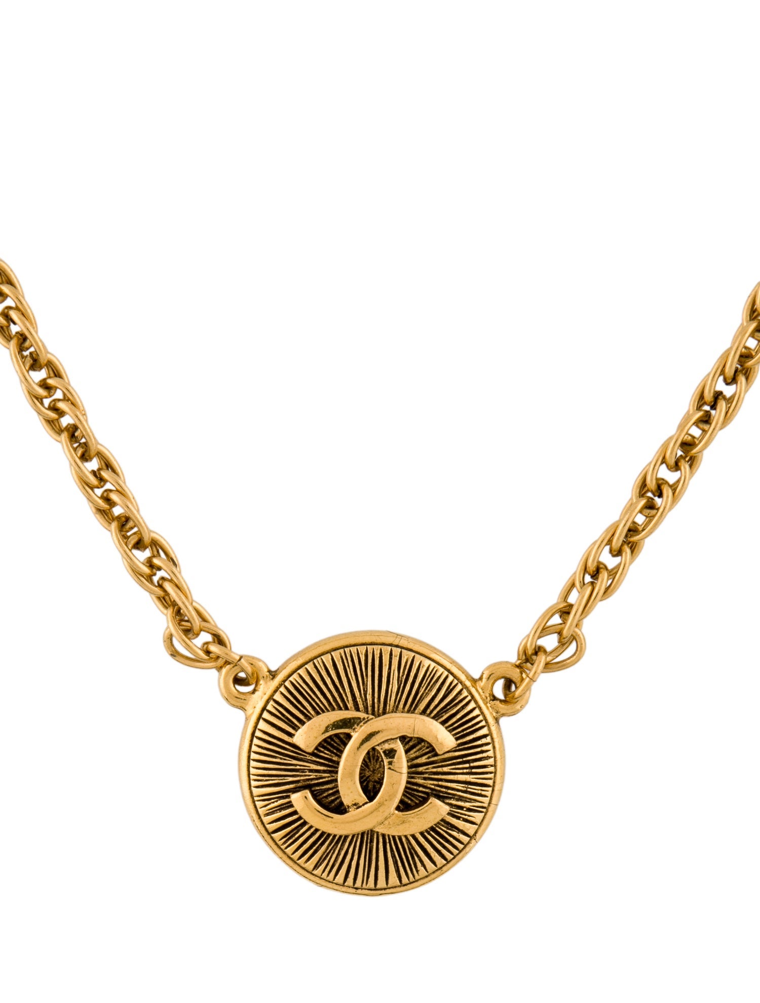 Chanel Vintage CC Sunburst Pendant Necklace
