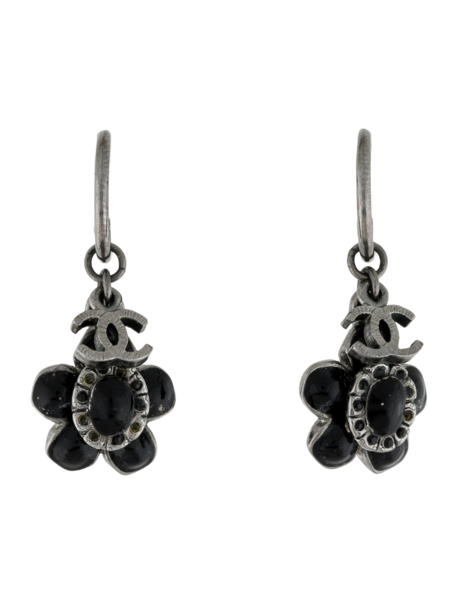 Chanel Strass & Resin CC Drop Earrings