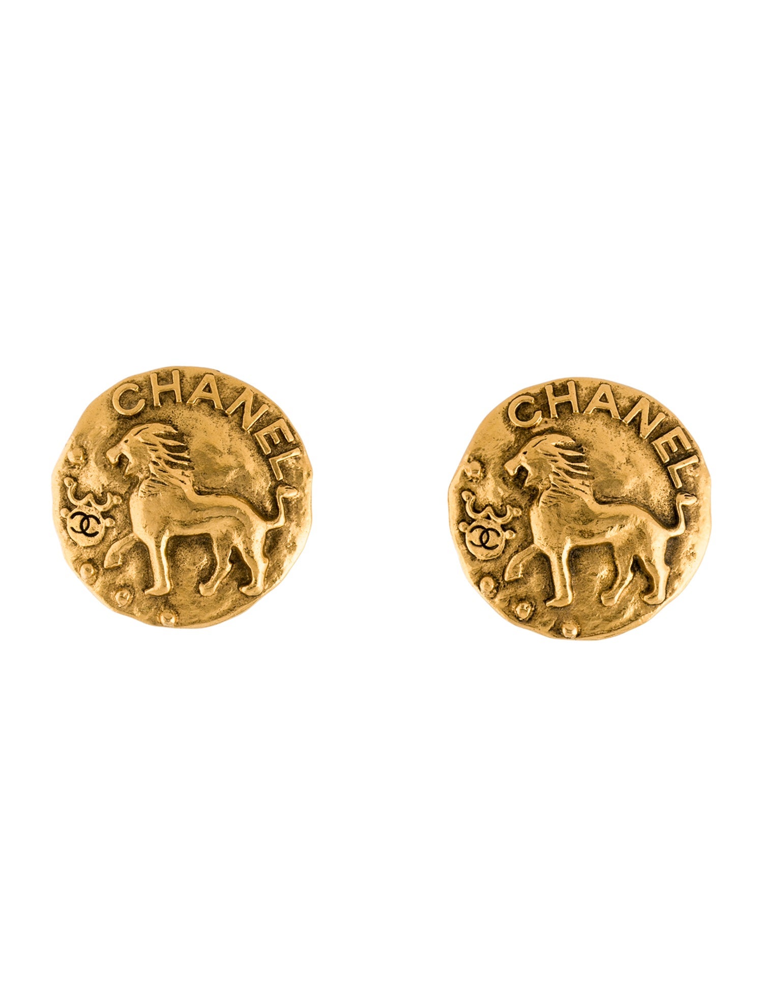 Chanel Vintage Lion Clip-On Earrings