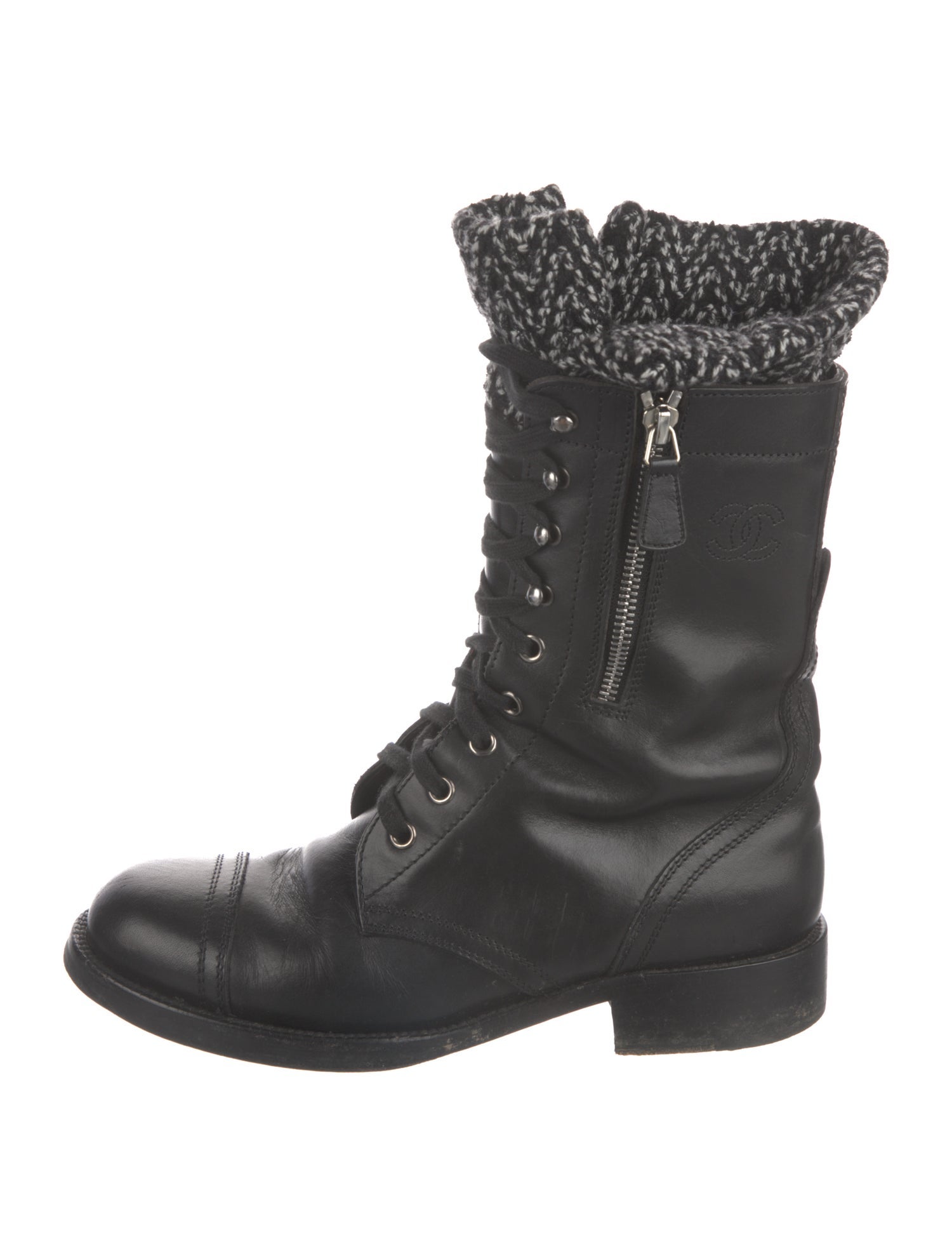 Chanel 2011 Interlocking CC Logo Combat Boots