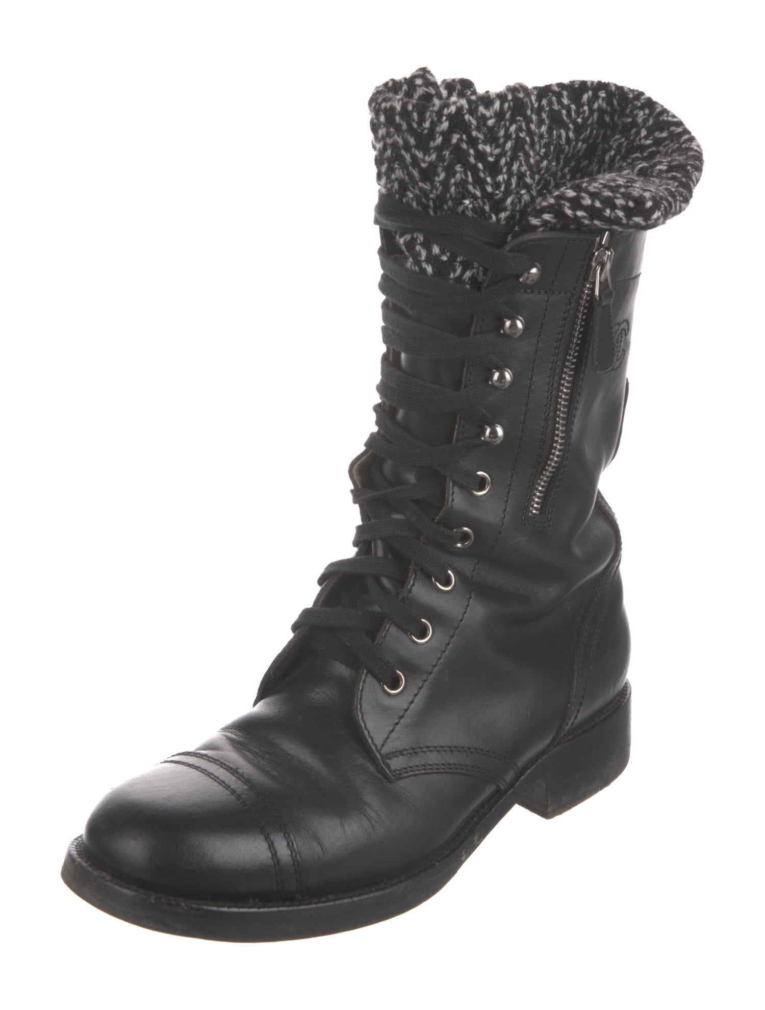 Chanel 2011 Interlocking CC Logo Combat Boots