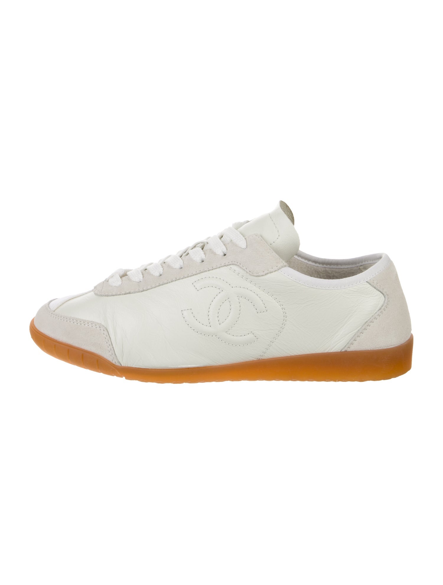 Chanel Interlocking CC Logo Leather Sneakers