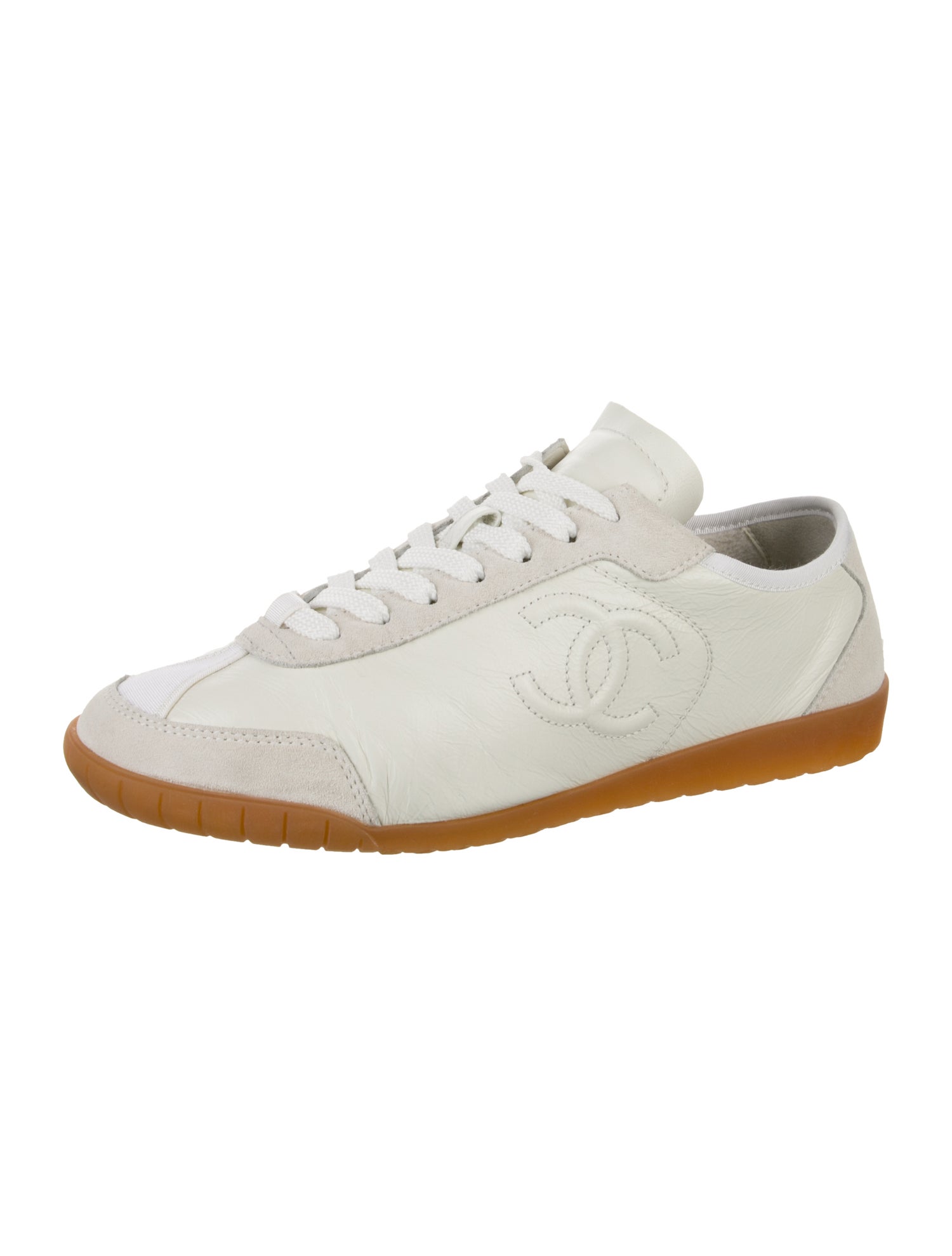 Chanel Interlocking CC Logo Leather Sneakers