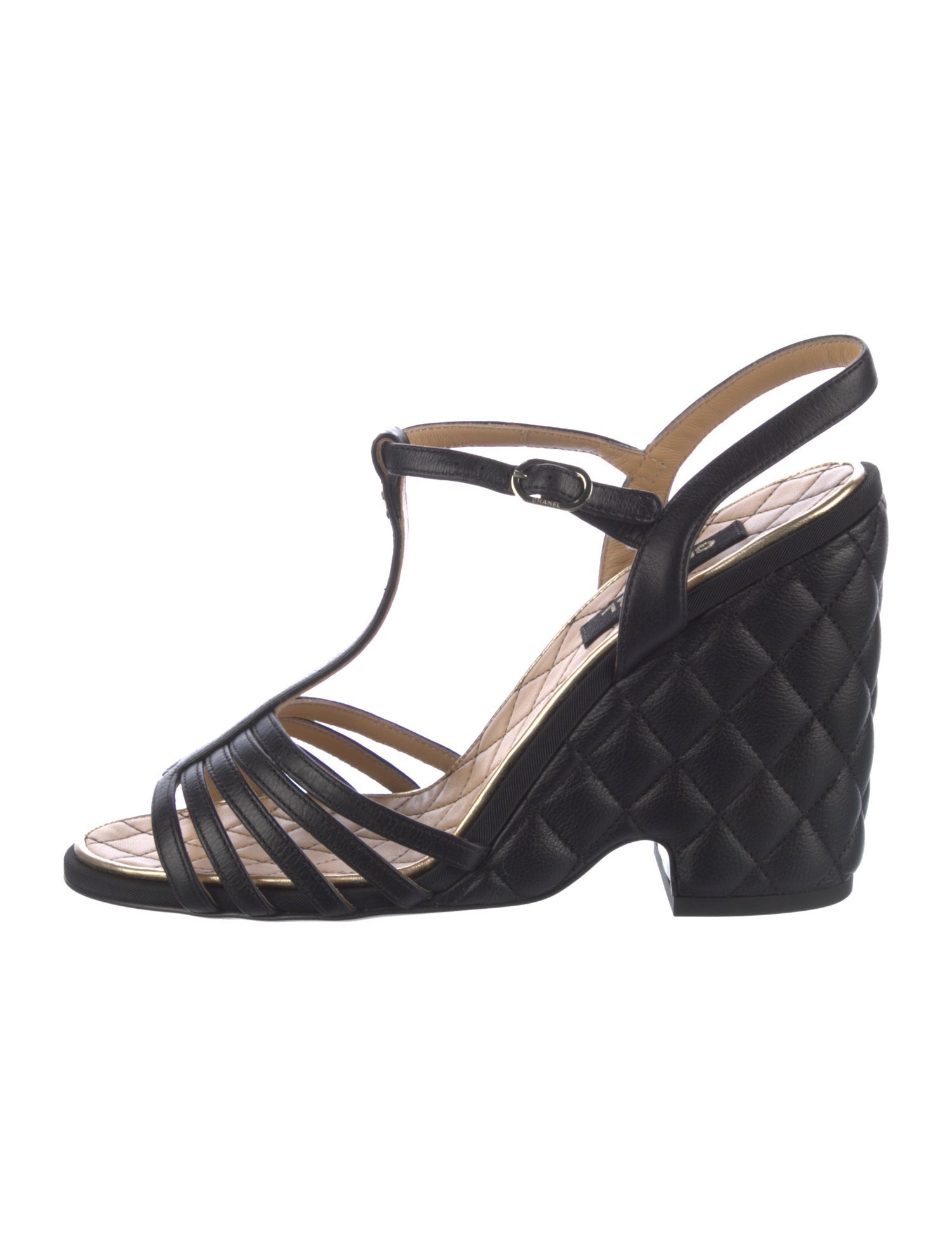 Chanel 2022 Interlocking CC Logo T-Strap Sandals