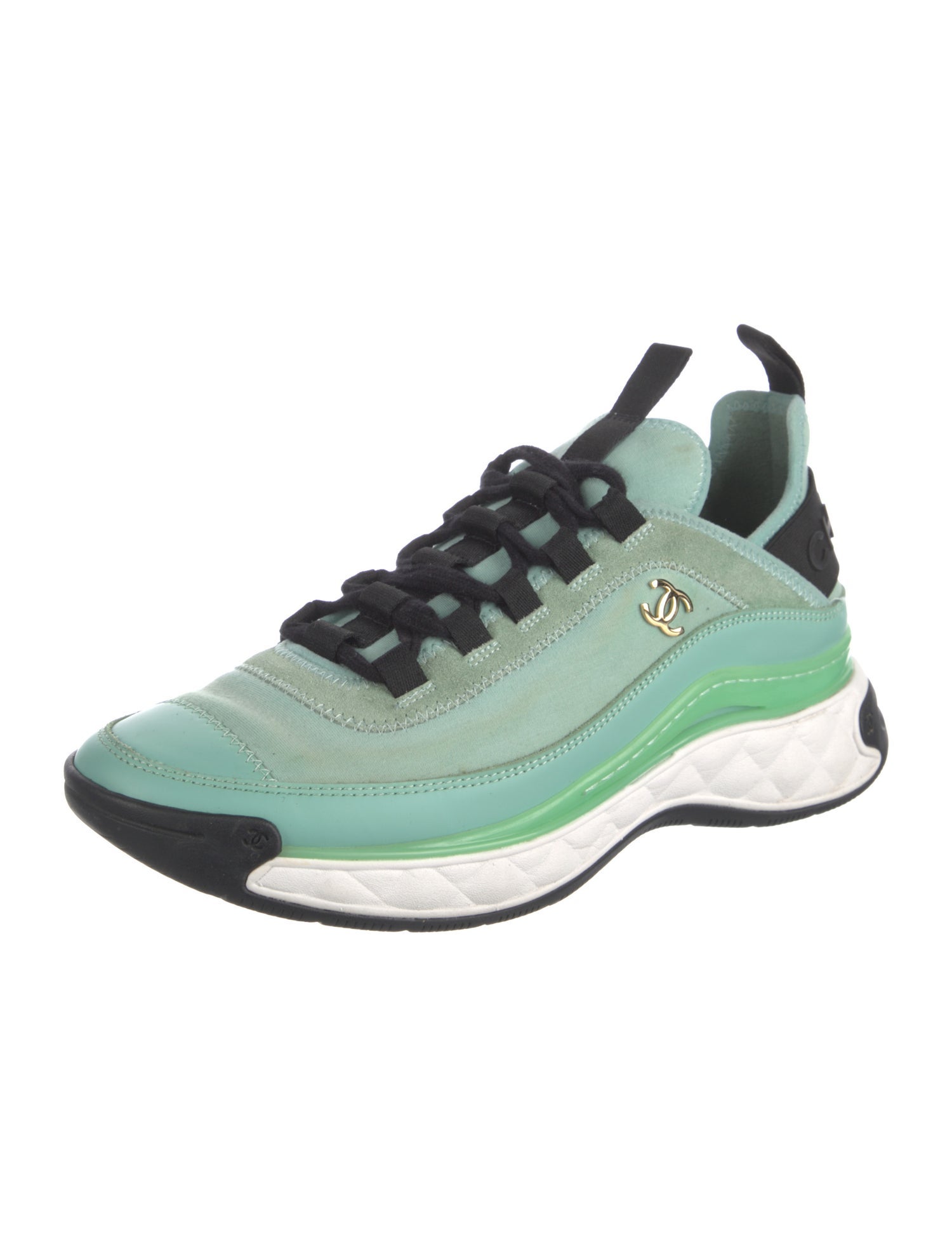 Chanel Interlocking CC Logo Suede Sneakers