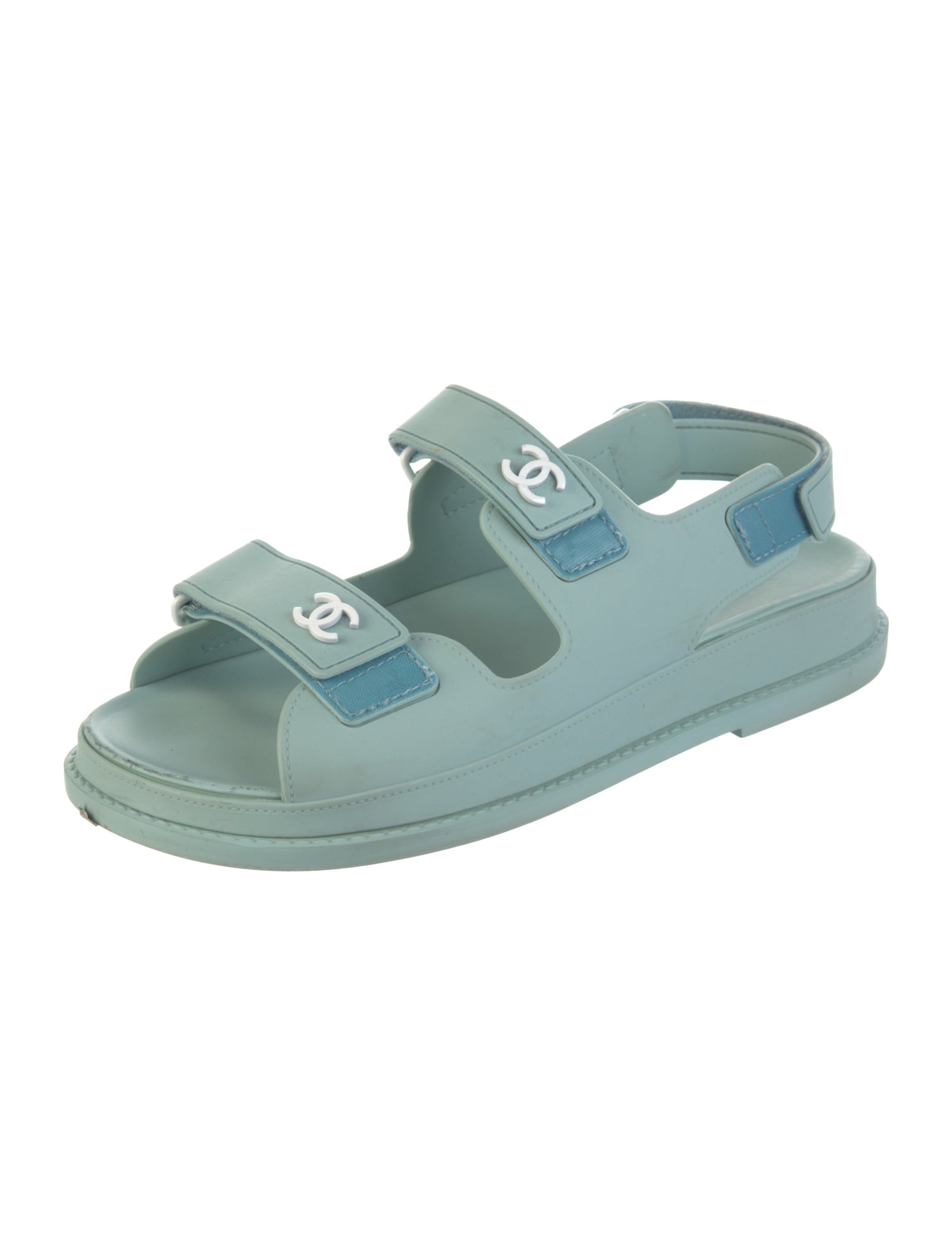 Chanel Interlocking CC Logo Rubber Slingback Sandals