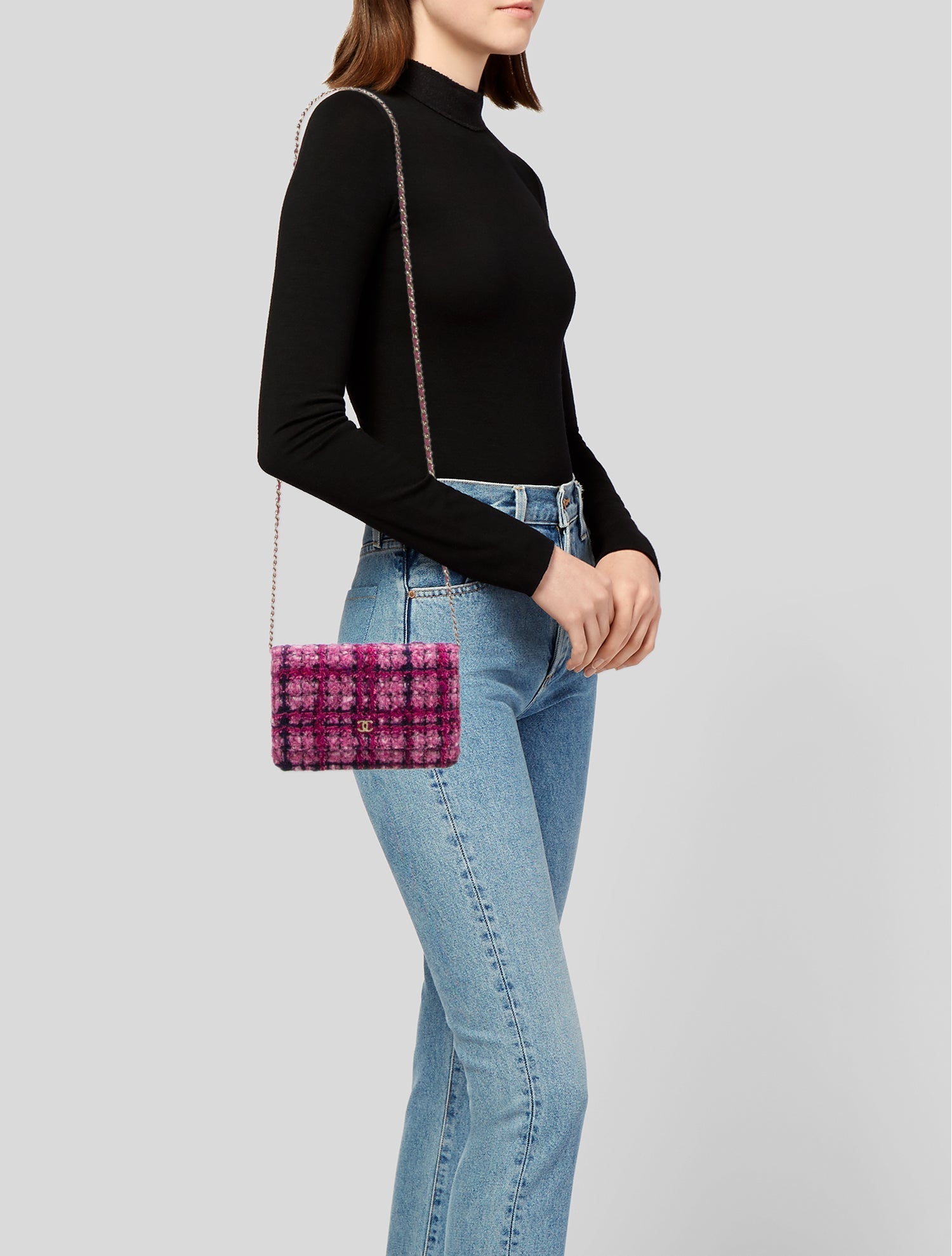 Chanel 2024 Tweed Wallet On Chain