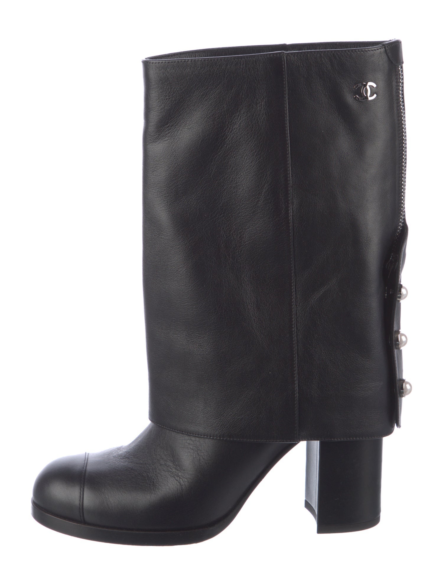 Chanel Interlocking CC Logo Calfskin Boots