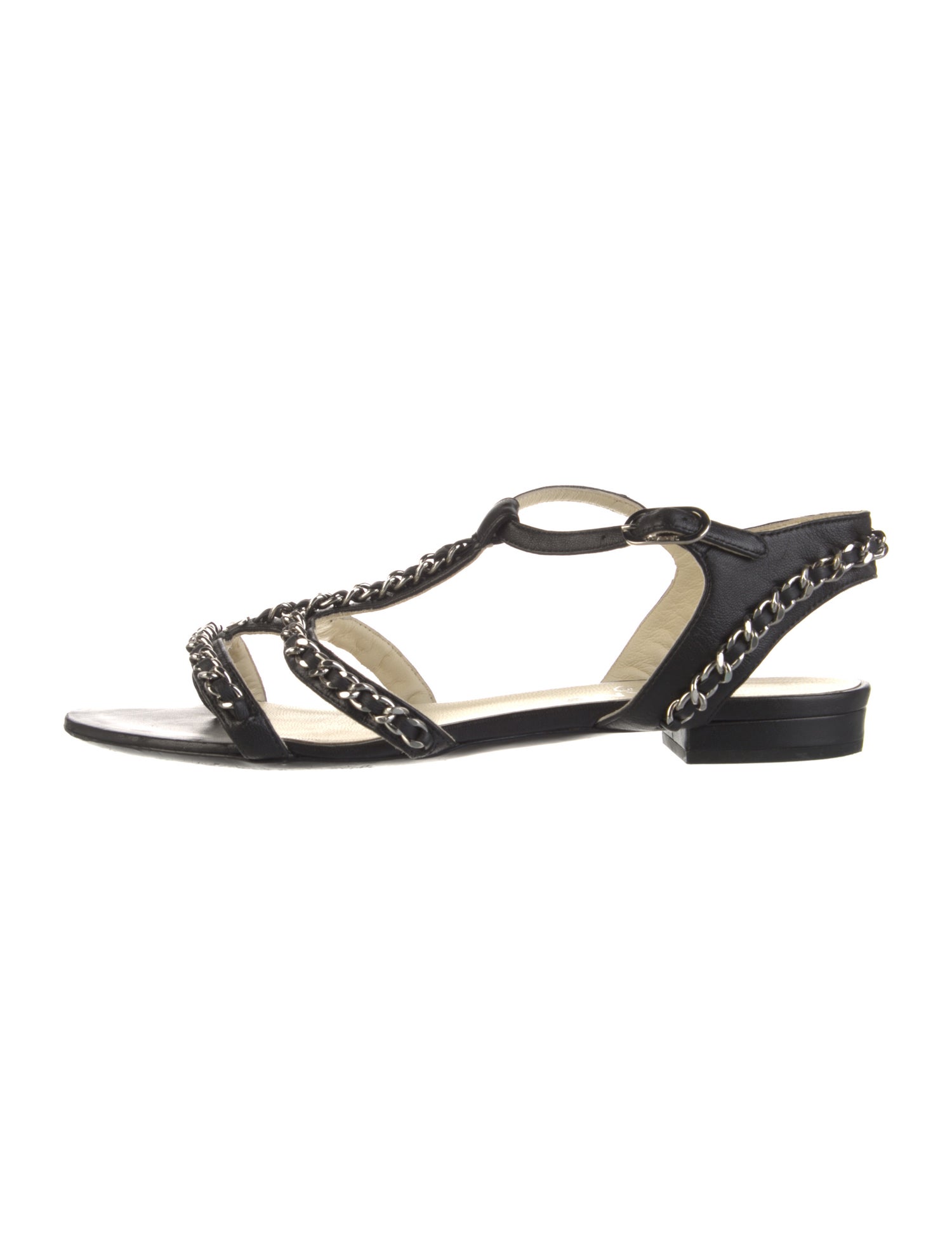Chanel 2015 Interlocking CC Logo T-Strap Sandals