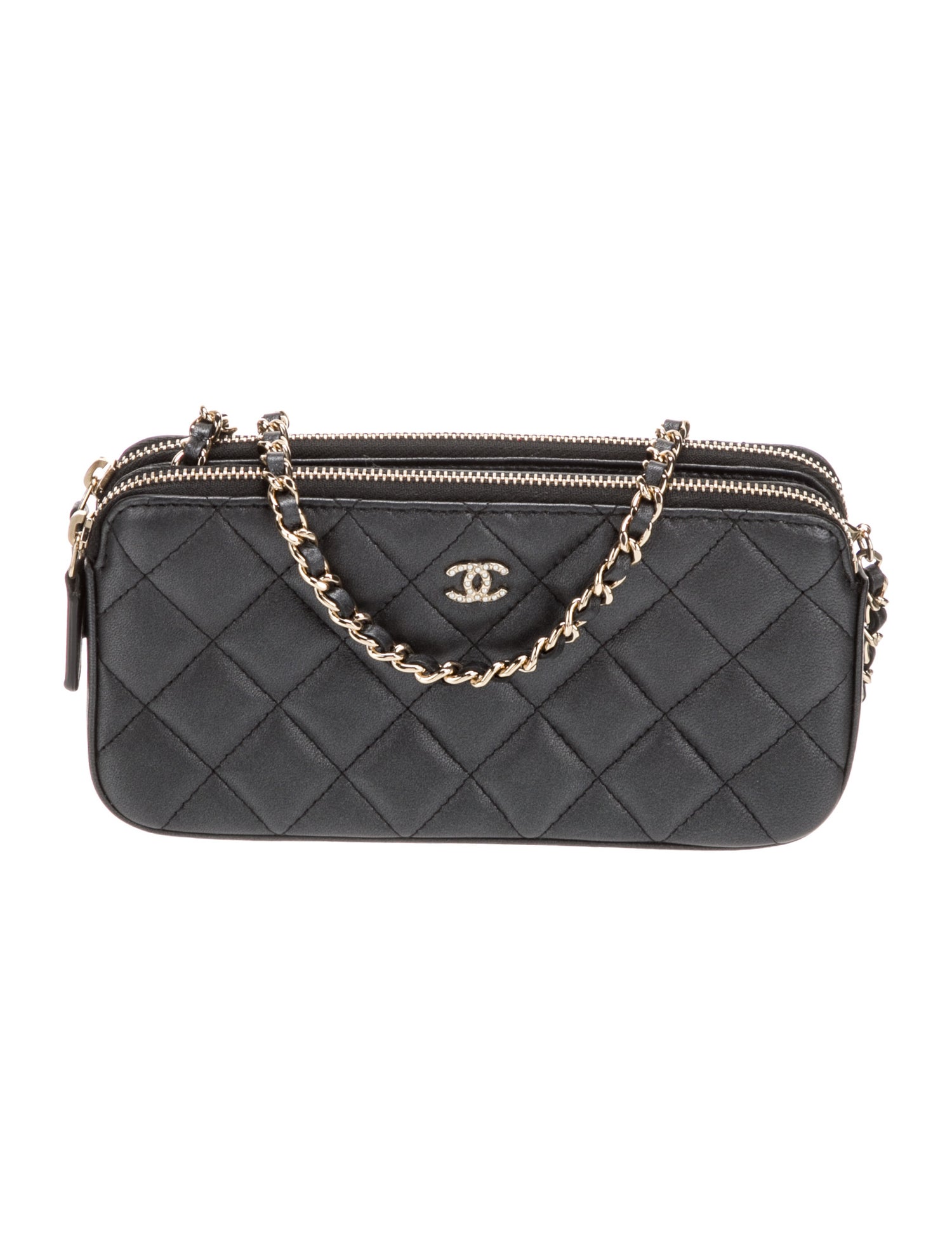 Chanel Double Zip Clutch w/ Chain