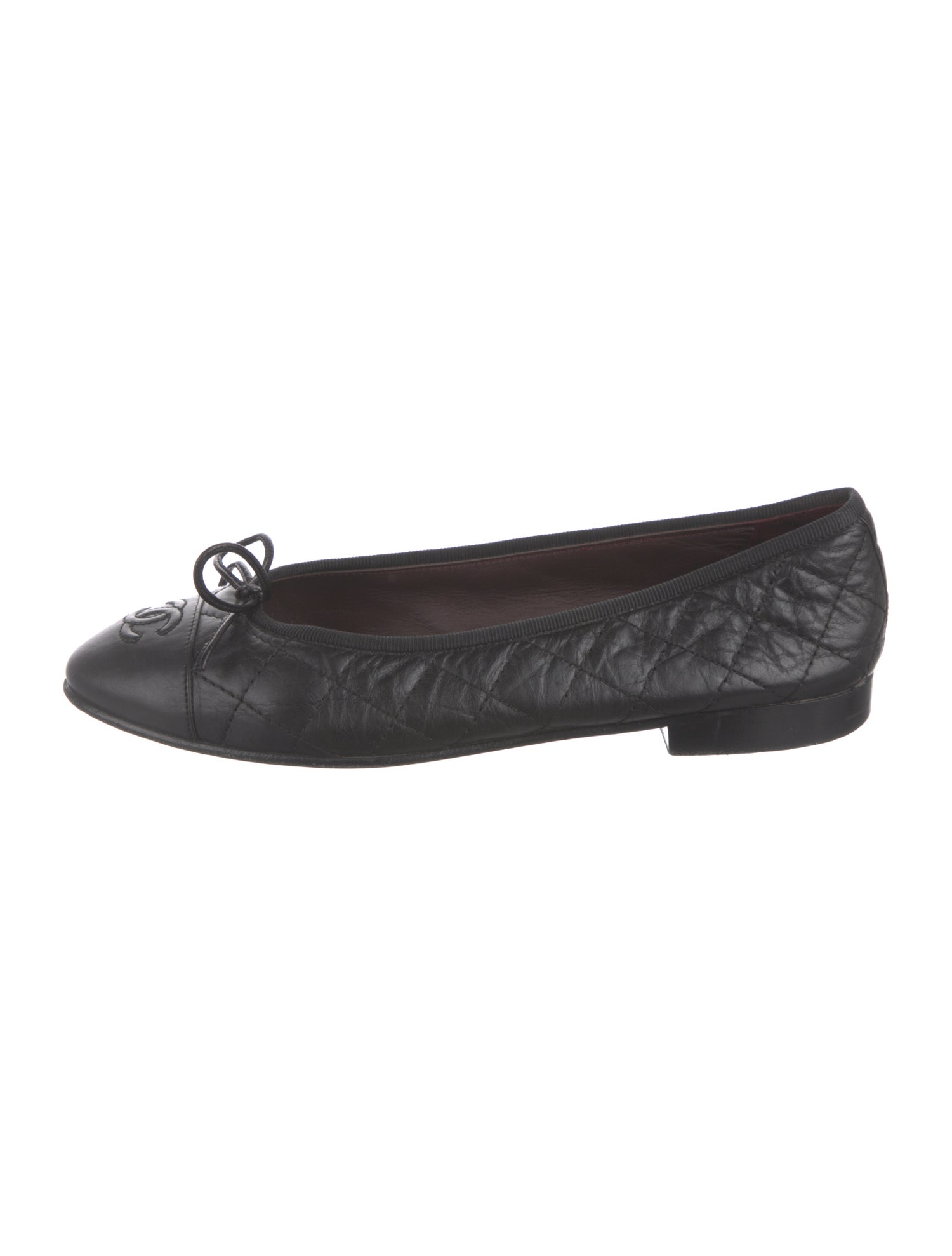 Chanel Interlocking CC Logo Leather Ballet Flats