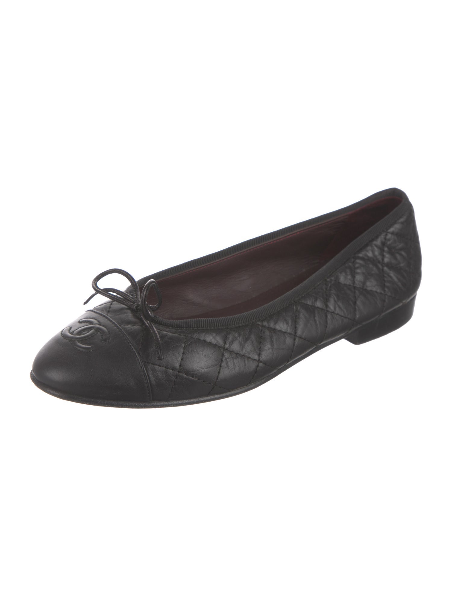 Chanel Interlocking CC Logo Leather Ballet Flats