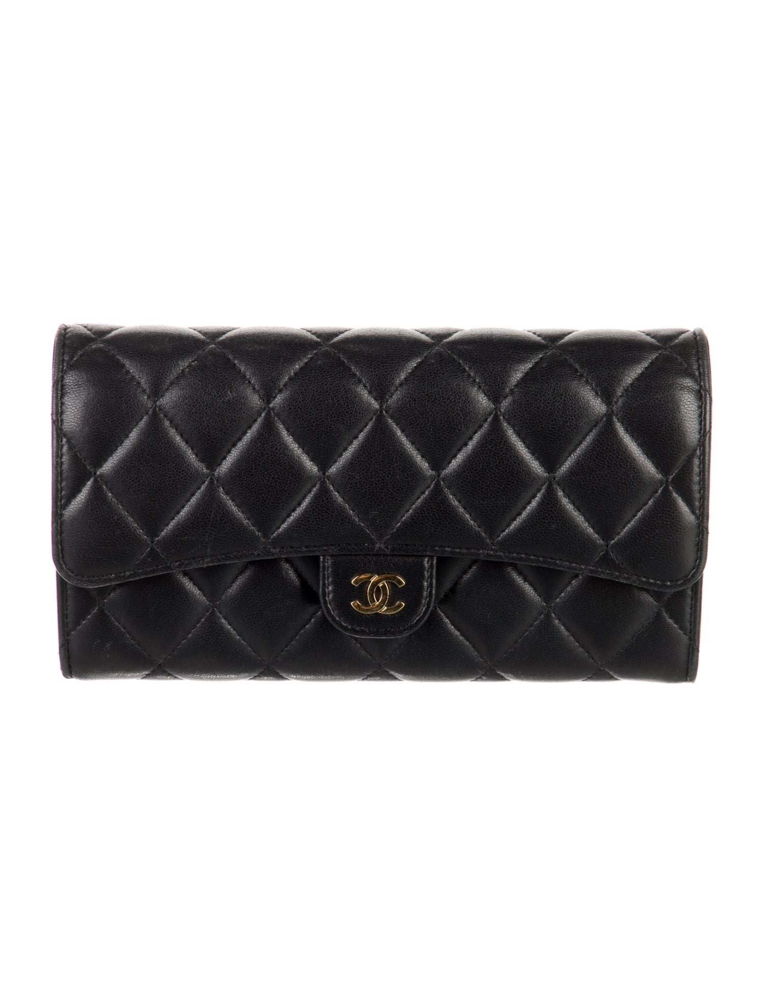 Chanel Long Flap Wallet Interlocking CC Logo Continental Wallet