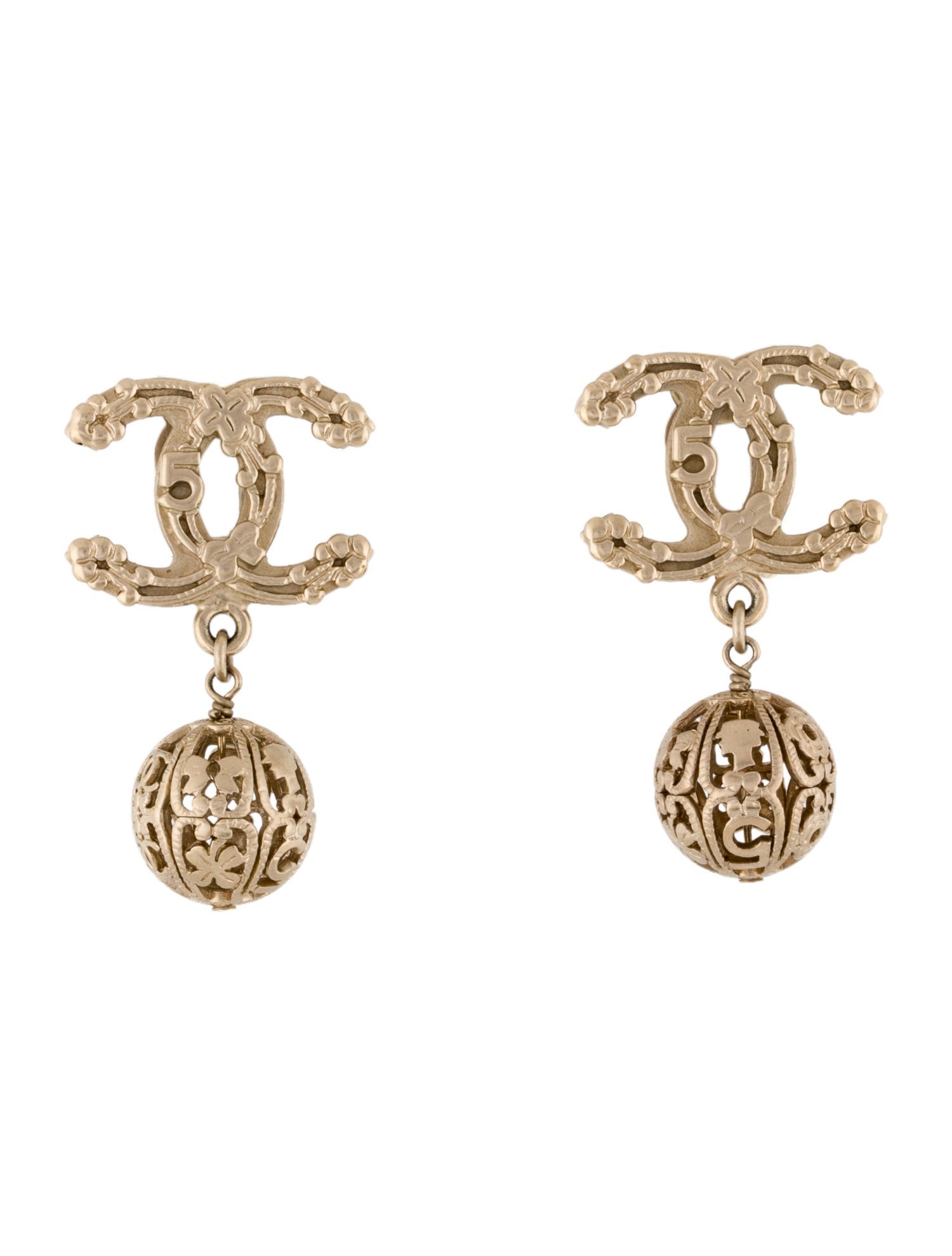 Chanel Ball CC Drop Clip-On Earrings