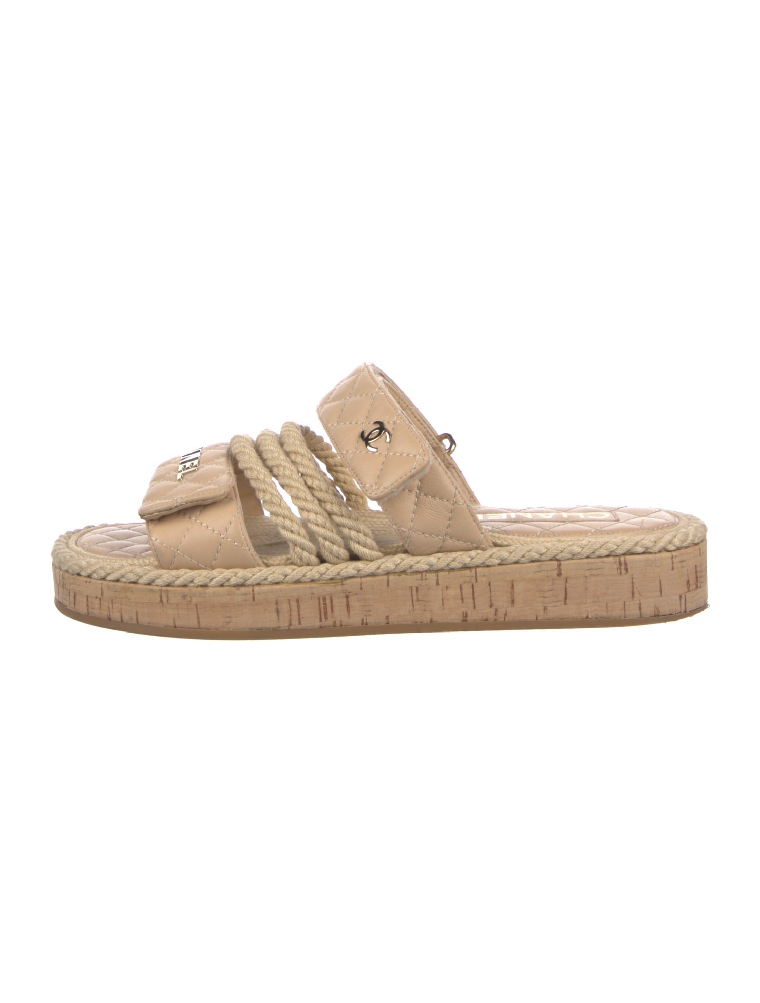 Chanel Interlocking CC Logo Leather Espadrilles