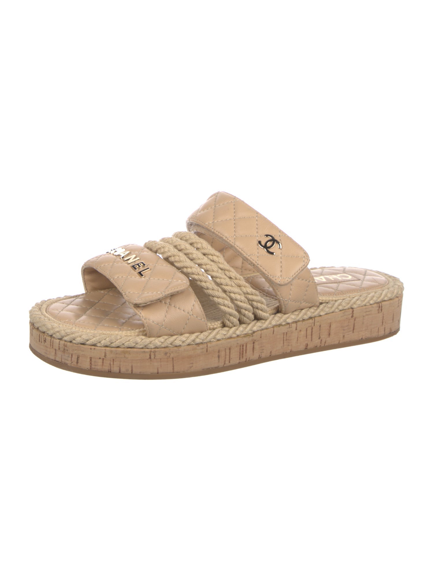 Chanel Interlocking CC Logo Leather Espadrilles