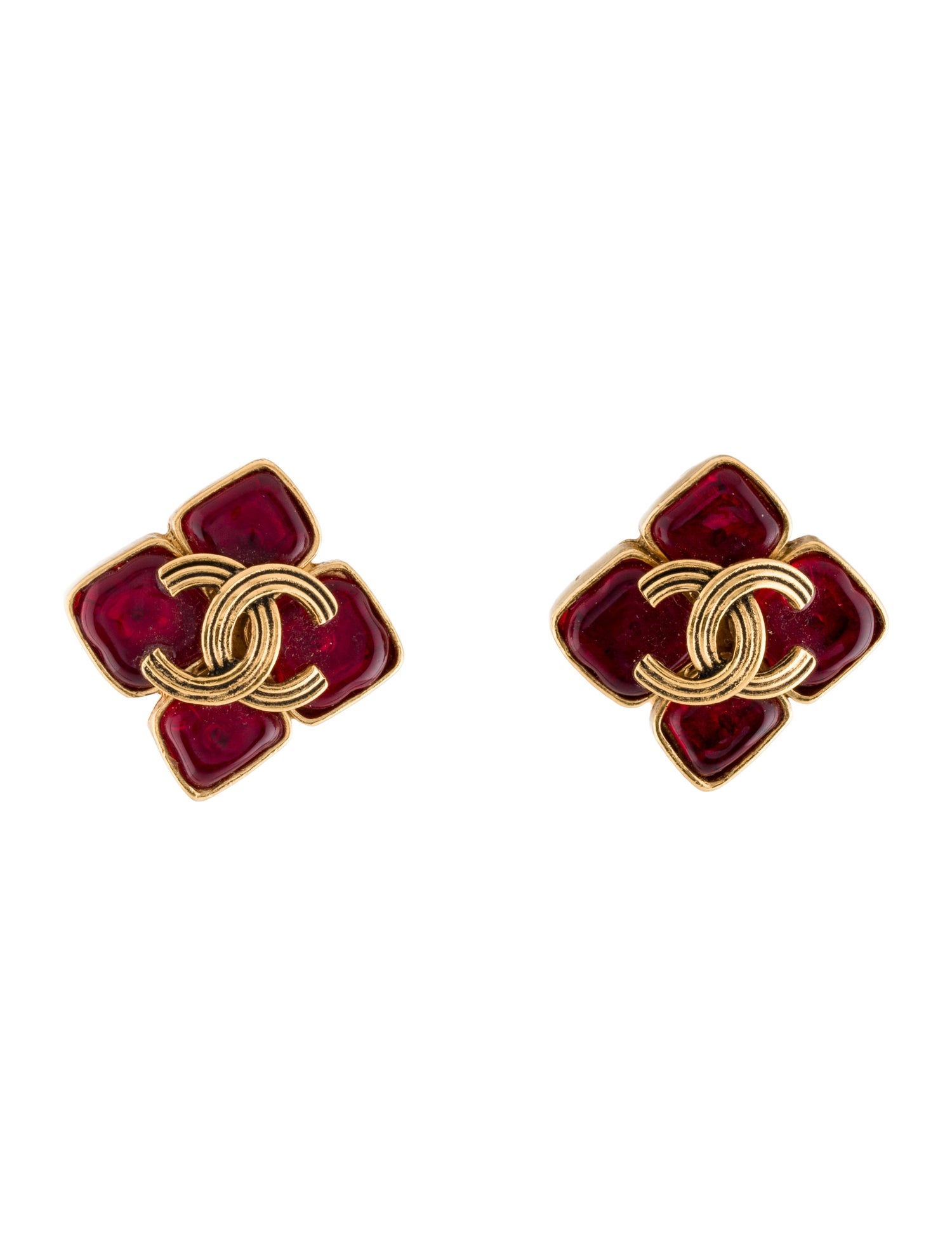 Chanel Vintage Gripoix CC Clip-On Earrings