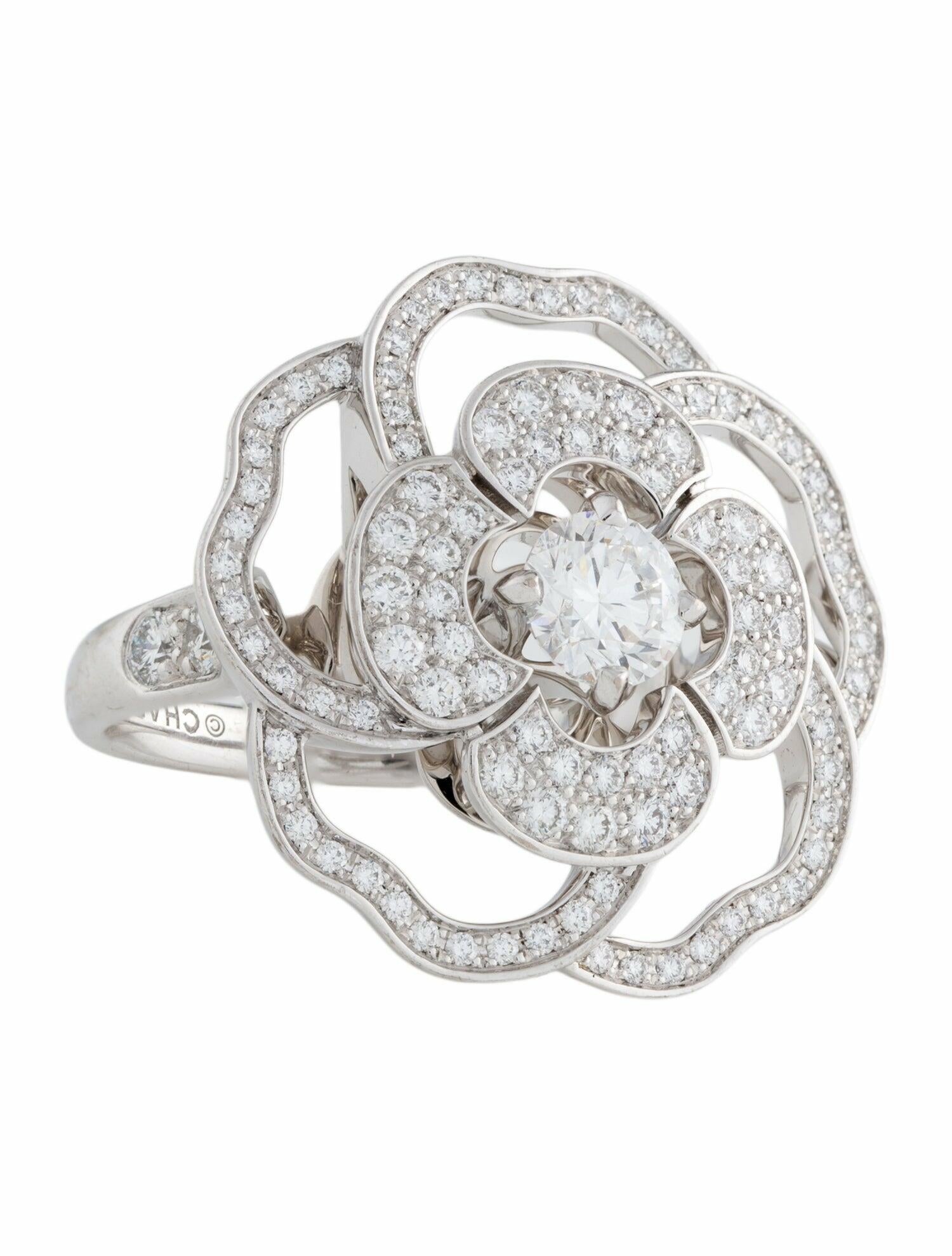 Chanel 18K 1.75ctw Diamond Camélia Bloom Cocktail Ring