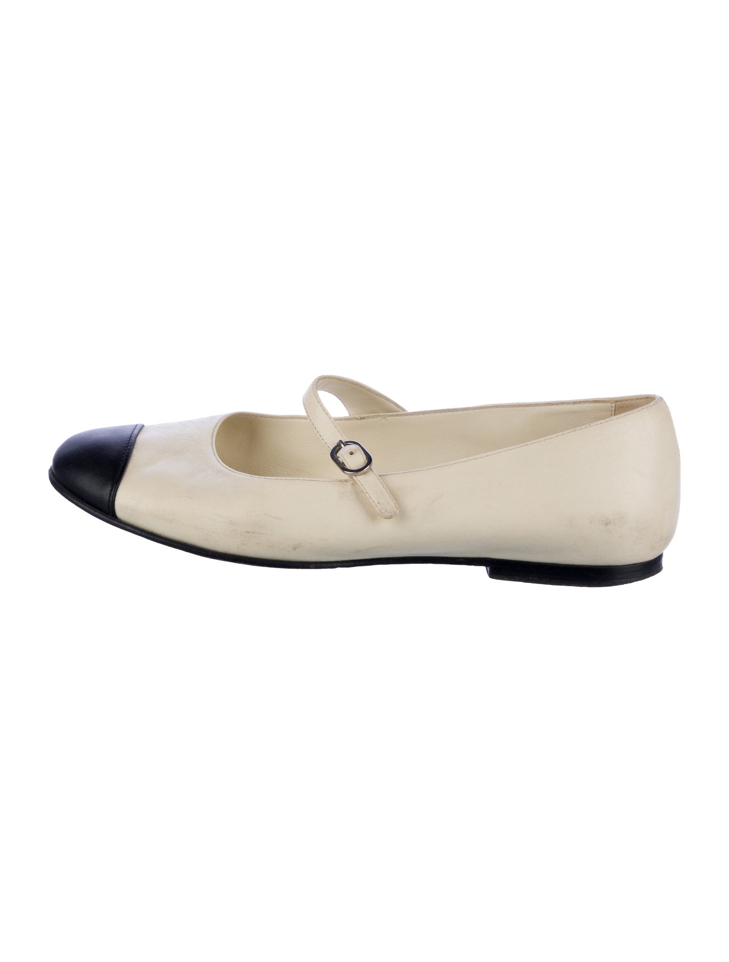 Chanel Interlocking CC Logo Leather Mary Jane Flats