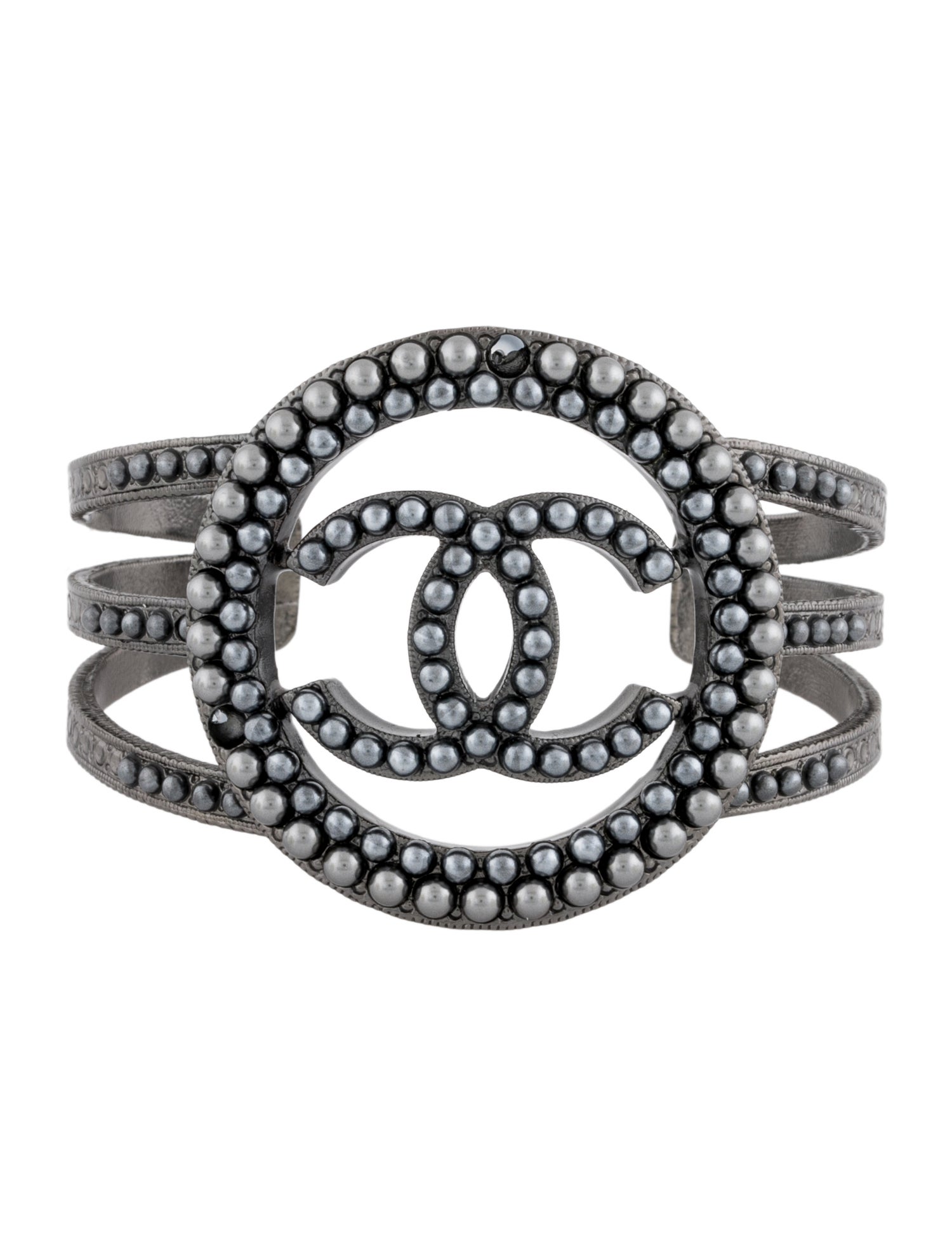 Chanel Faux Pearl CC Cuff Bracelet