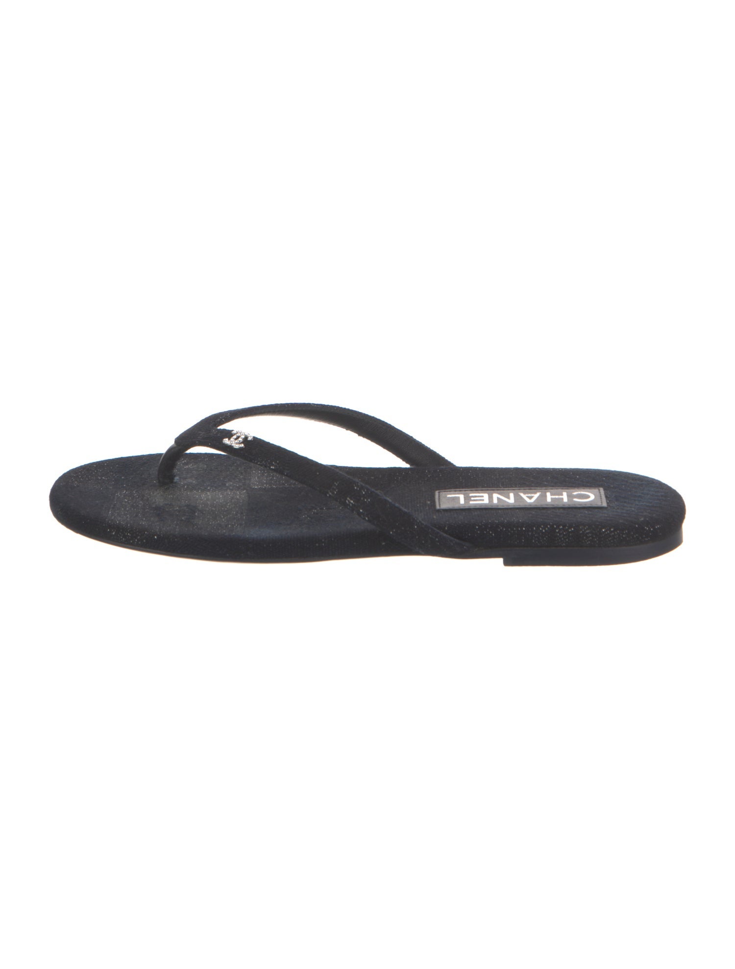 Chanel Interlocking CC Logo Denim Flip Flops