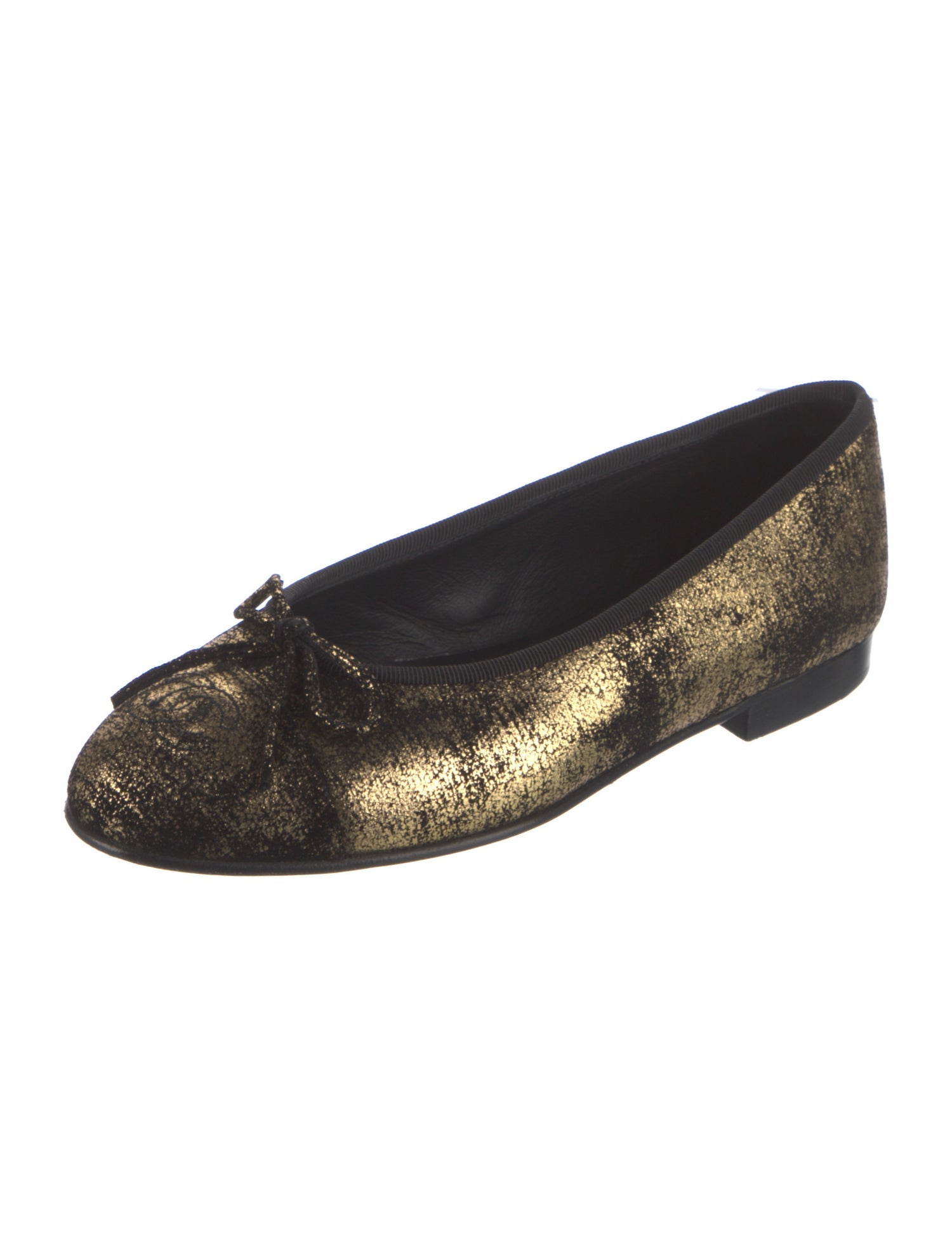 Chanel Interlocking CC Logo Leather Ballet Flats