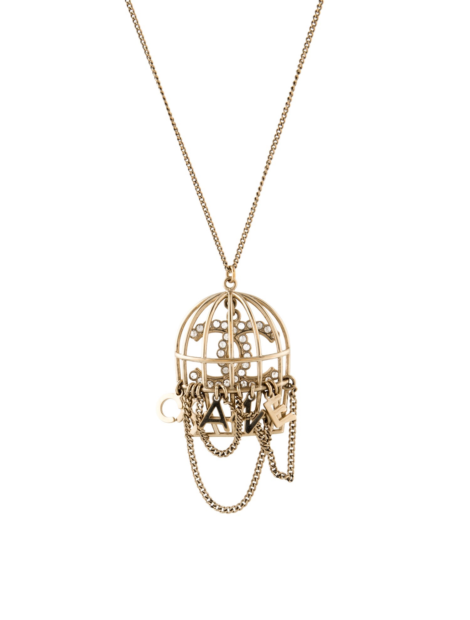 Chanel Strass CC Birdcage Pendant Necklace