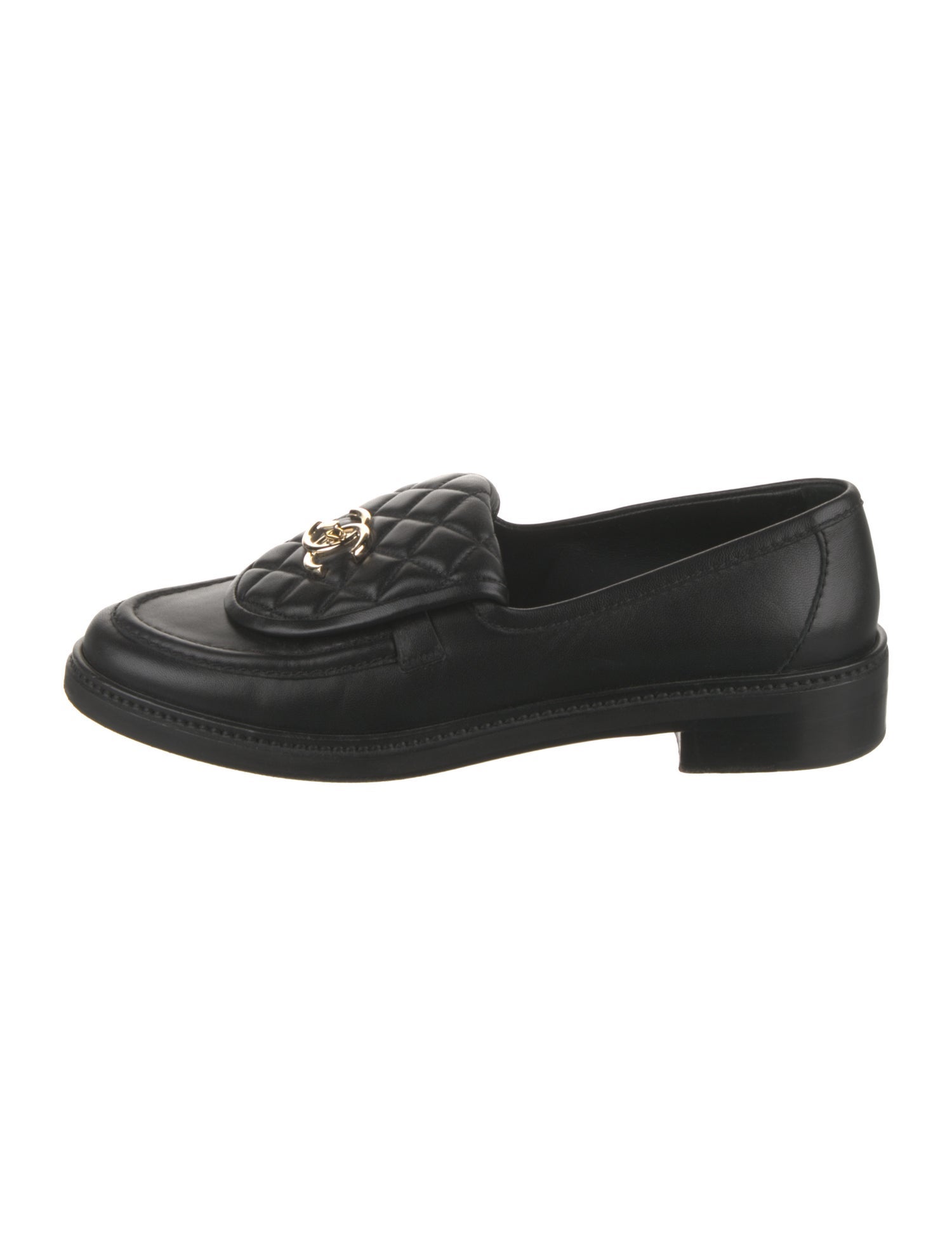 Chanel Interlocking CC Logo Leather Loafers