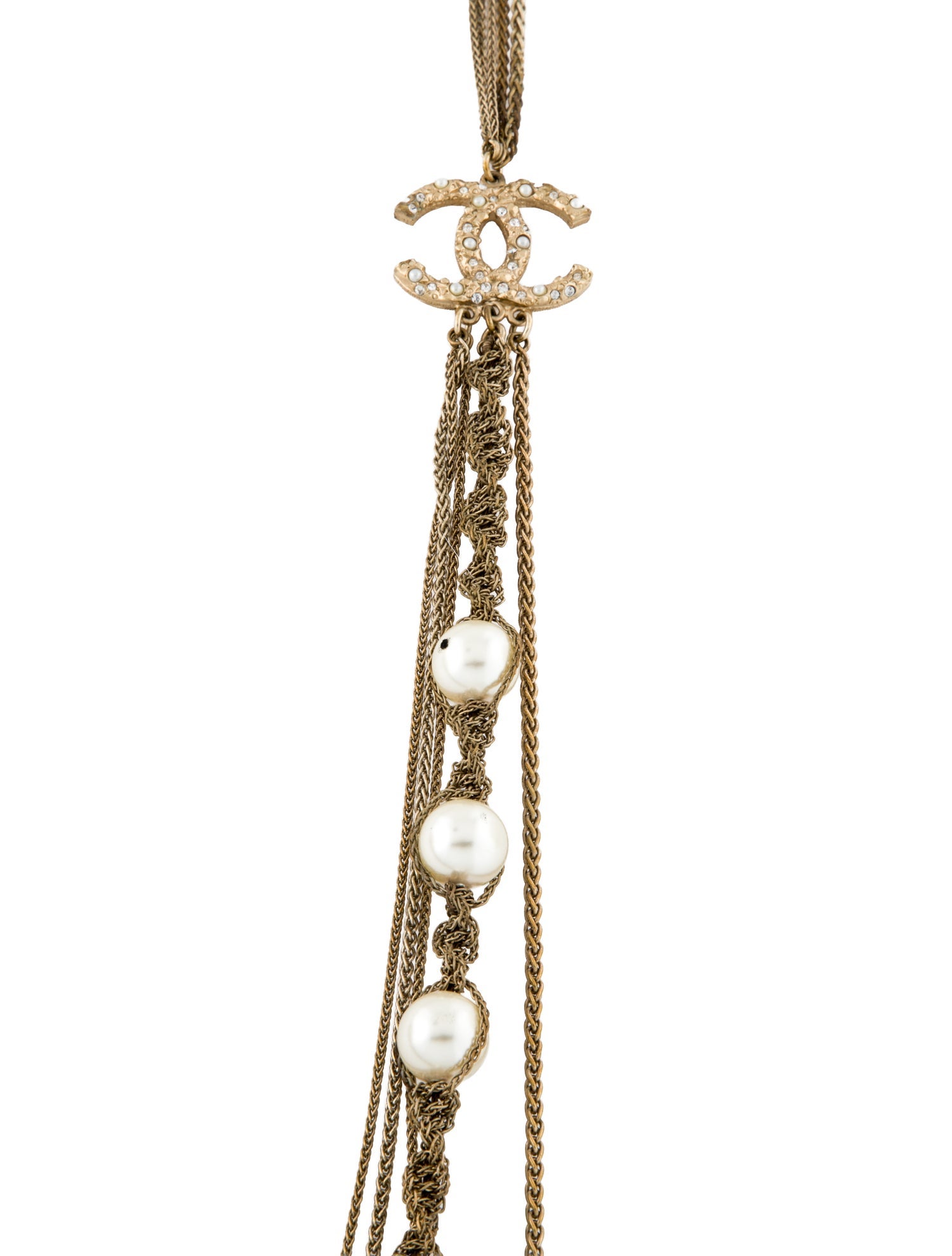 Chanel Faux Pearl & Strass CC Multistrand Necklace