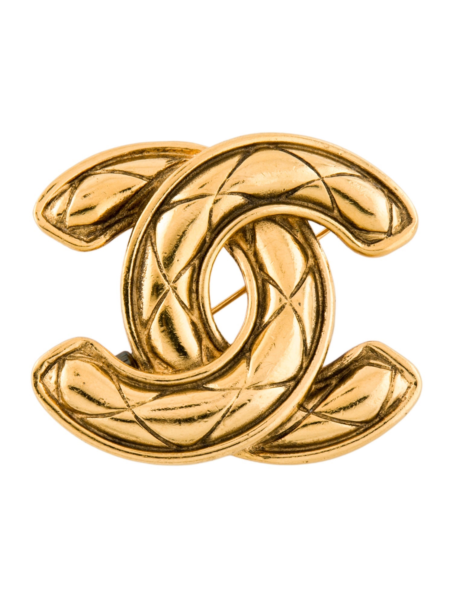 Chanel Vintage Quilted CC Brooch