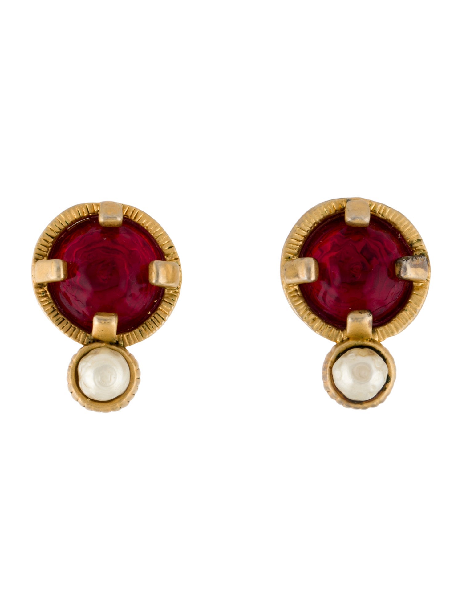 Chanel Vintage Gripoix & Faux Pearl Clip-On Earrings