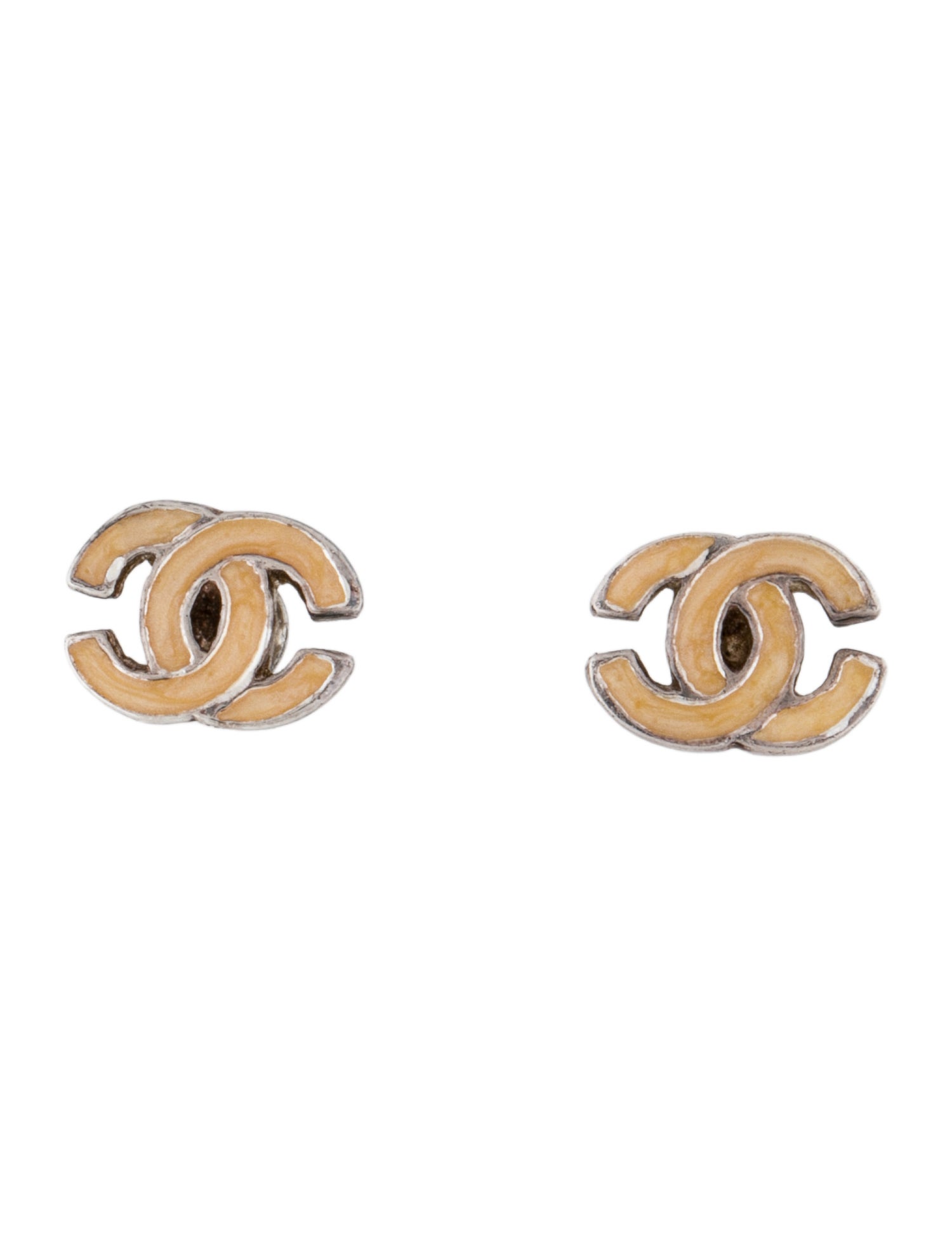Chanel Vintage Resin CC Stud Earrings