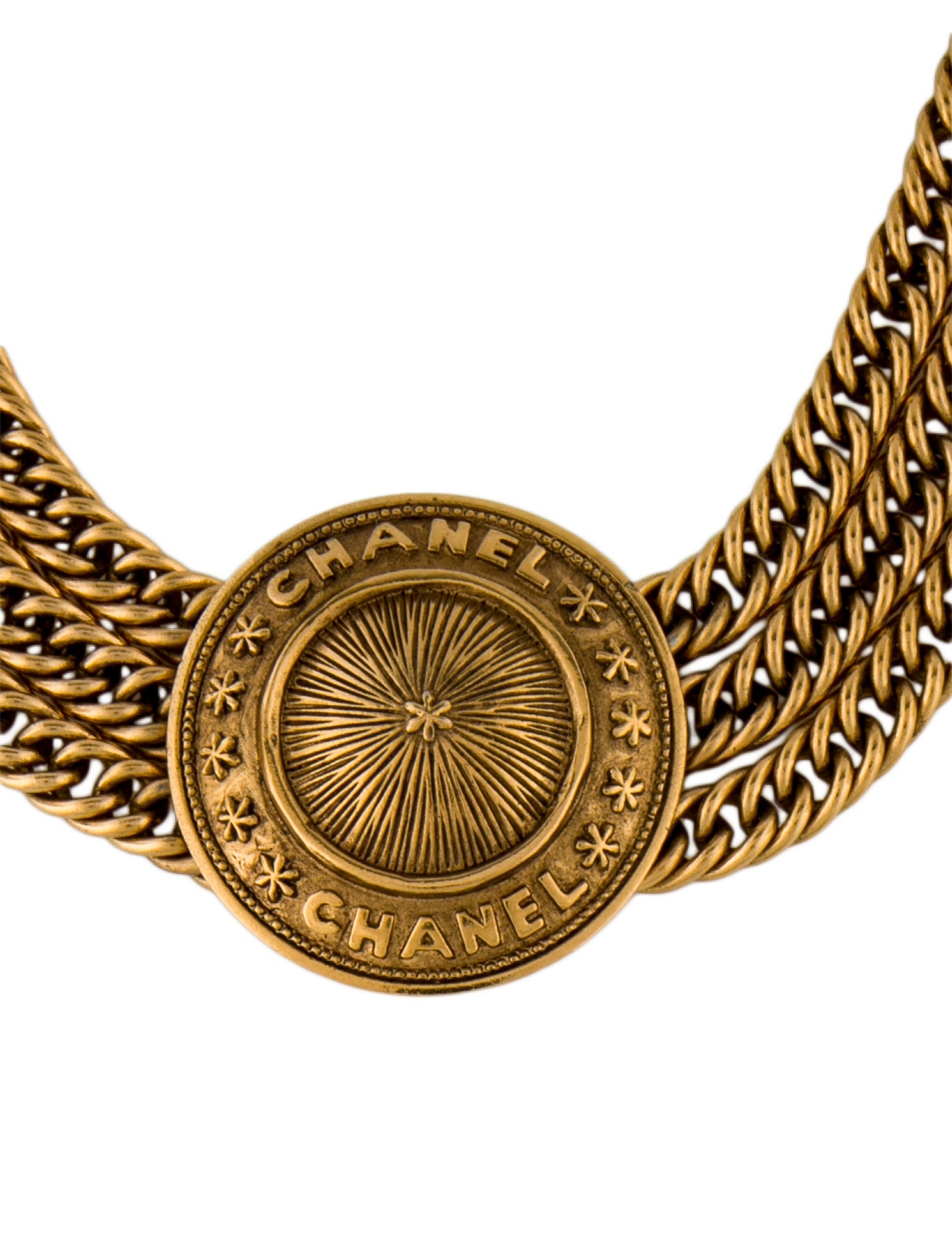 Chanel Vintage Logo Medallion Multistrand Collar Necklace