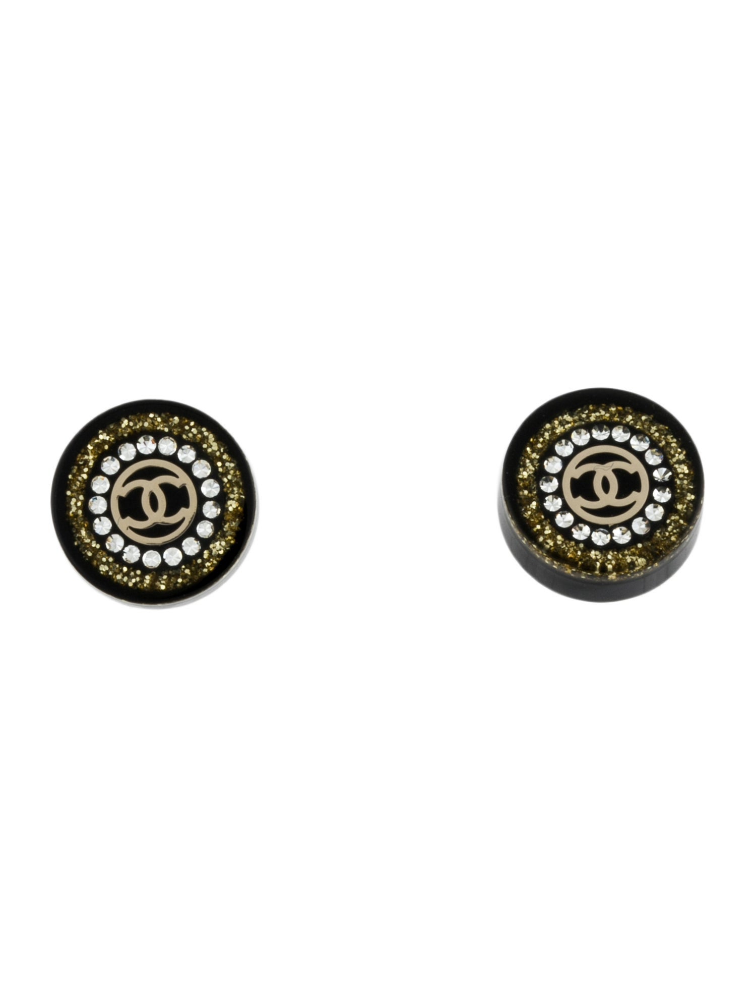 Chanel Strass & Resin CC Stud Earrings