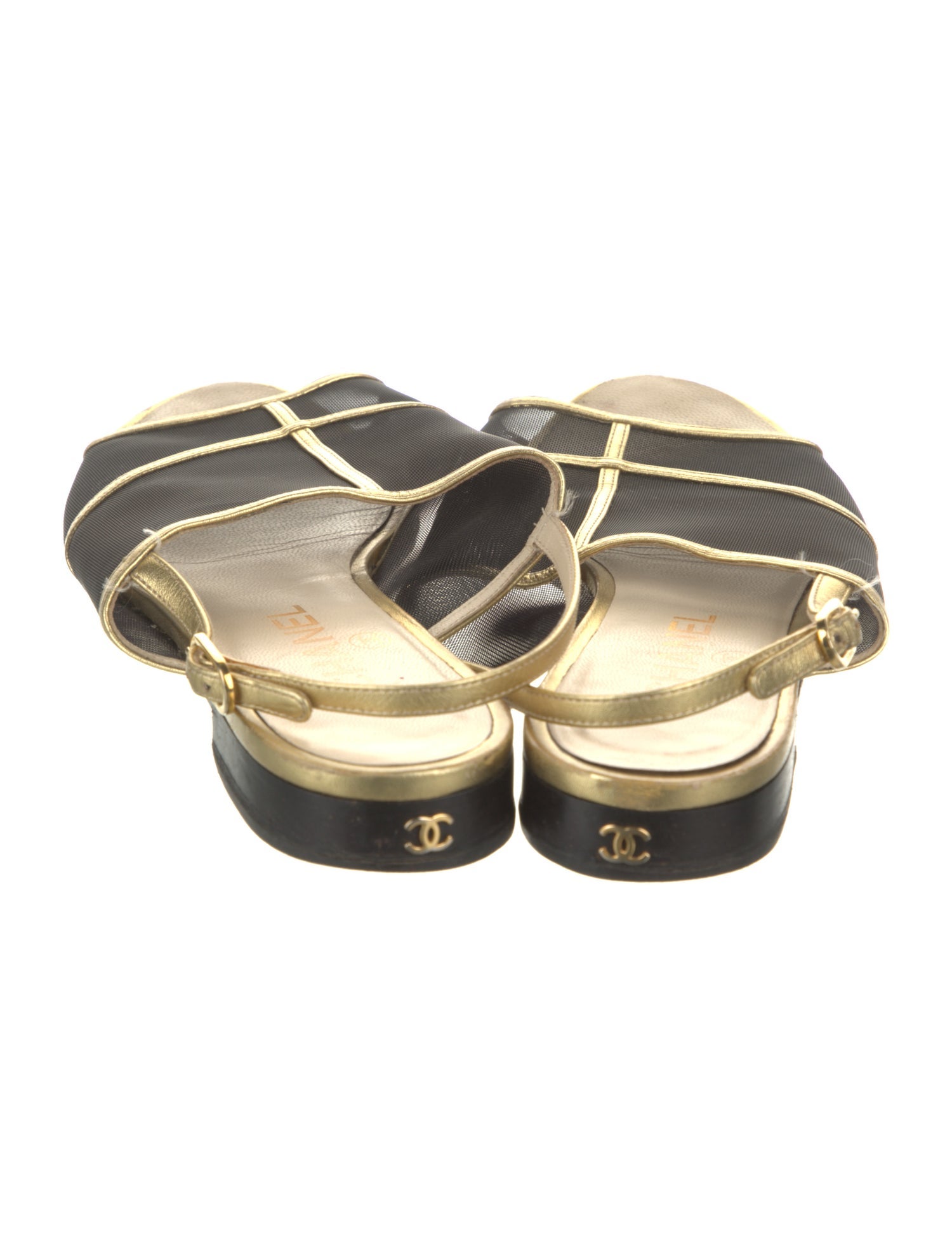 Interlocking CC Logo Mesh Slingback Sandals