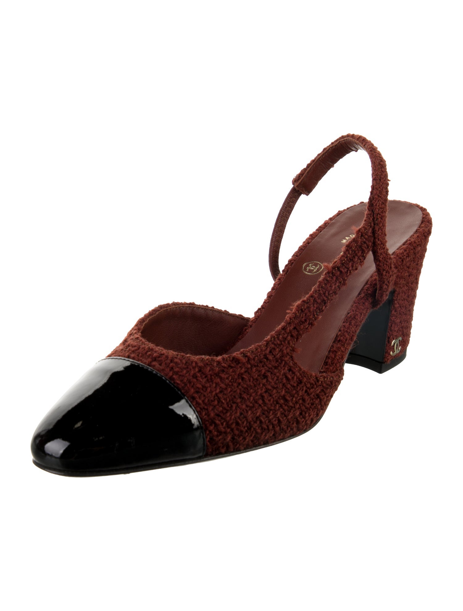 Chanel Interlocking CC Logo Tweed Slingback Pumps