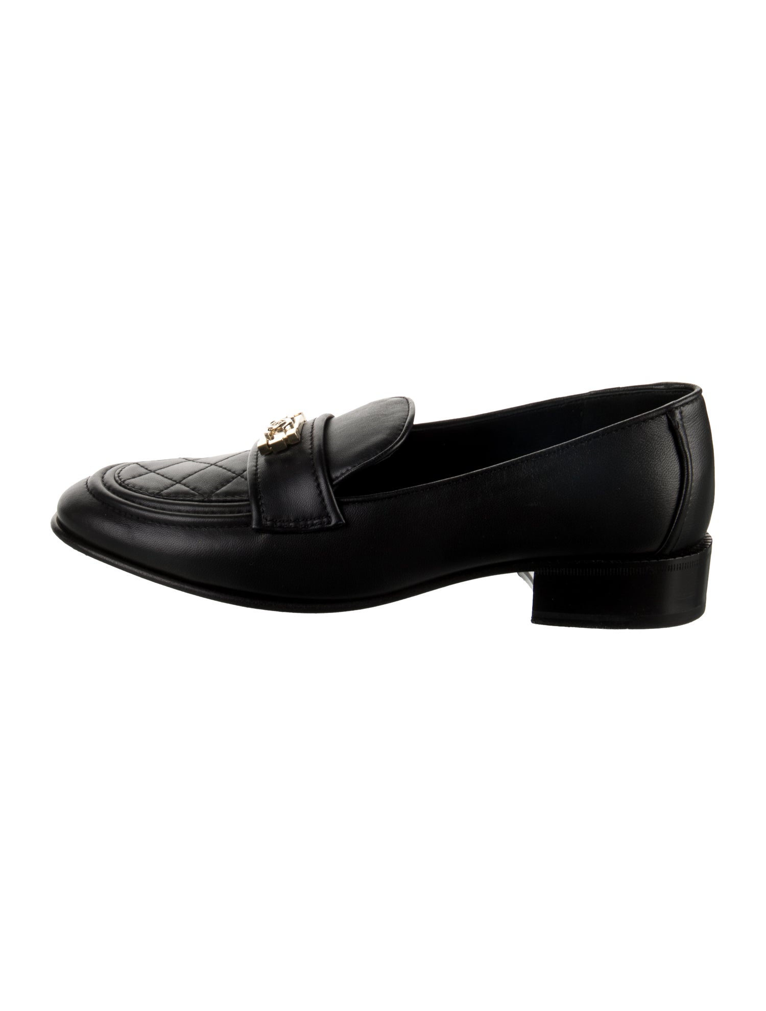 Chanel Interlocking CC Logo Leather Loafers