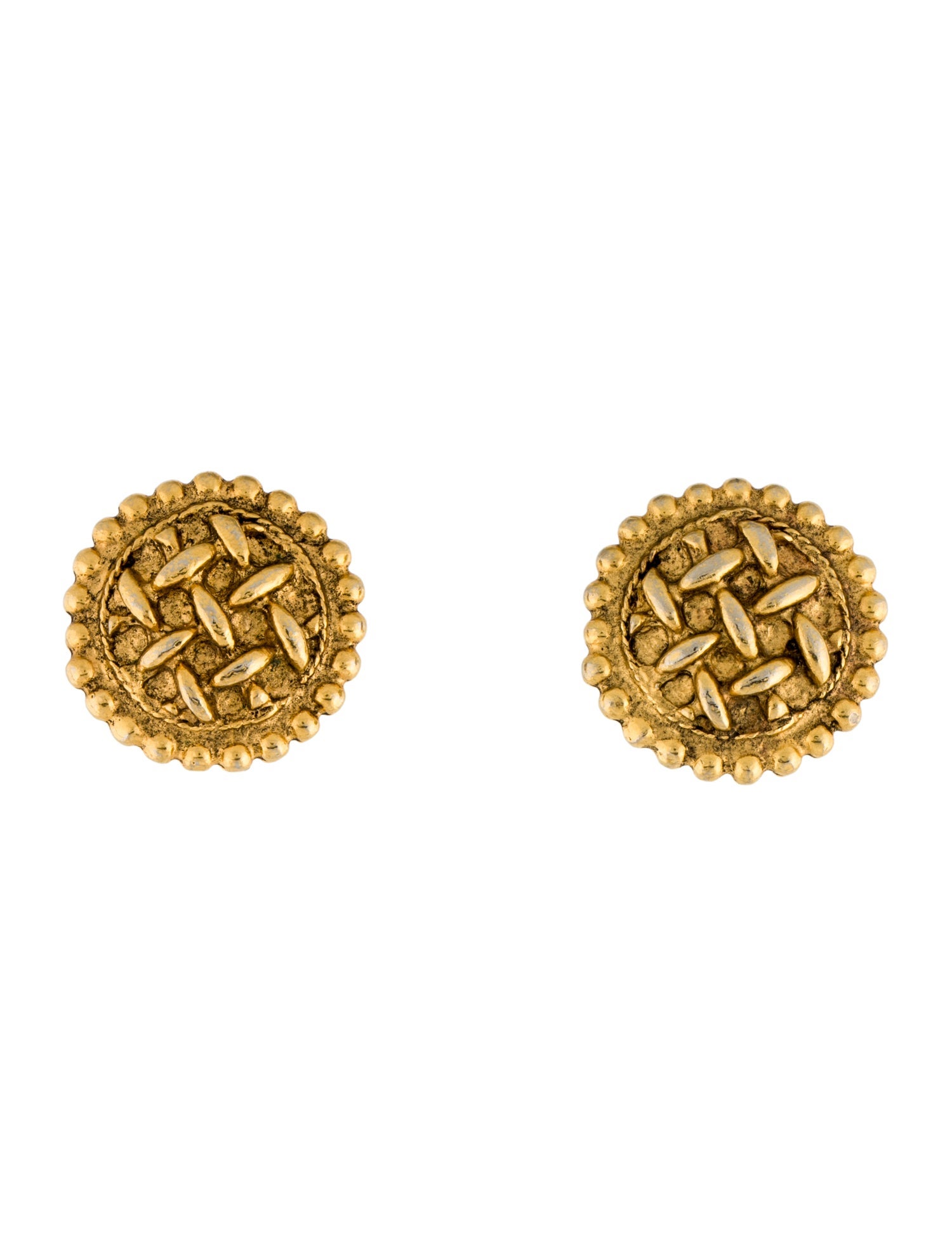 Chanel Vintage Textured Clip-On Earrings