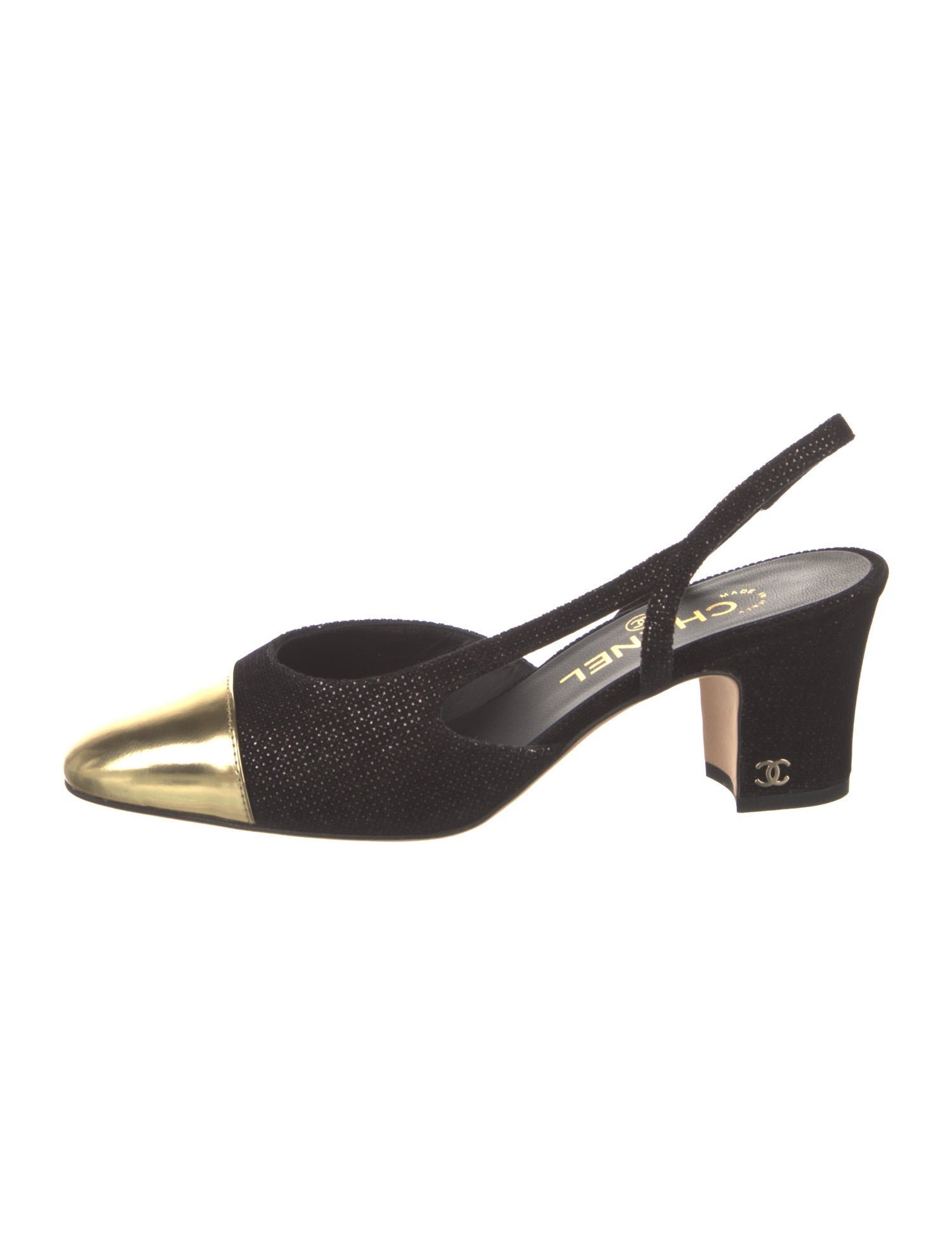 Chanel Interlocking CC Logo Velvet Slingback Pumps