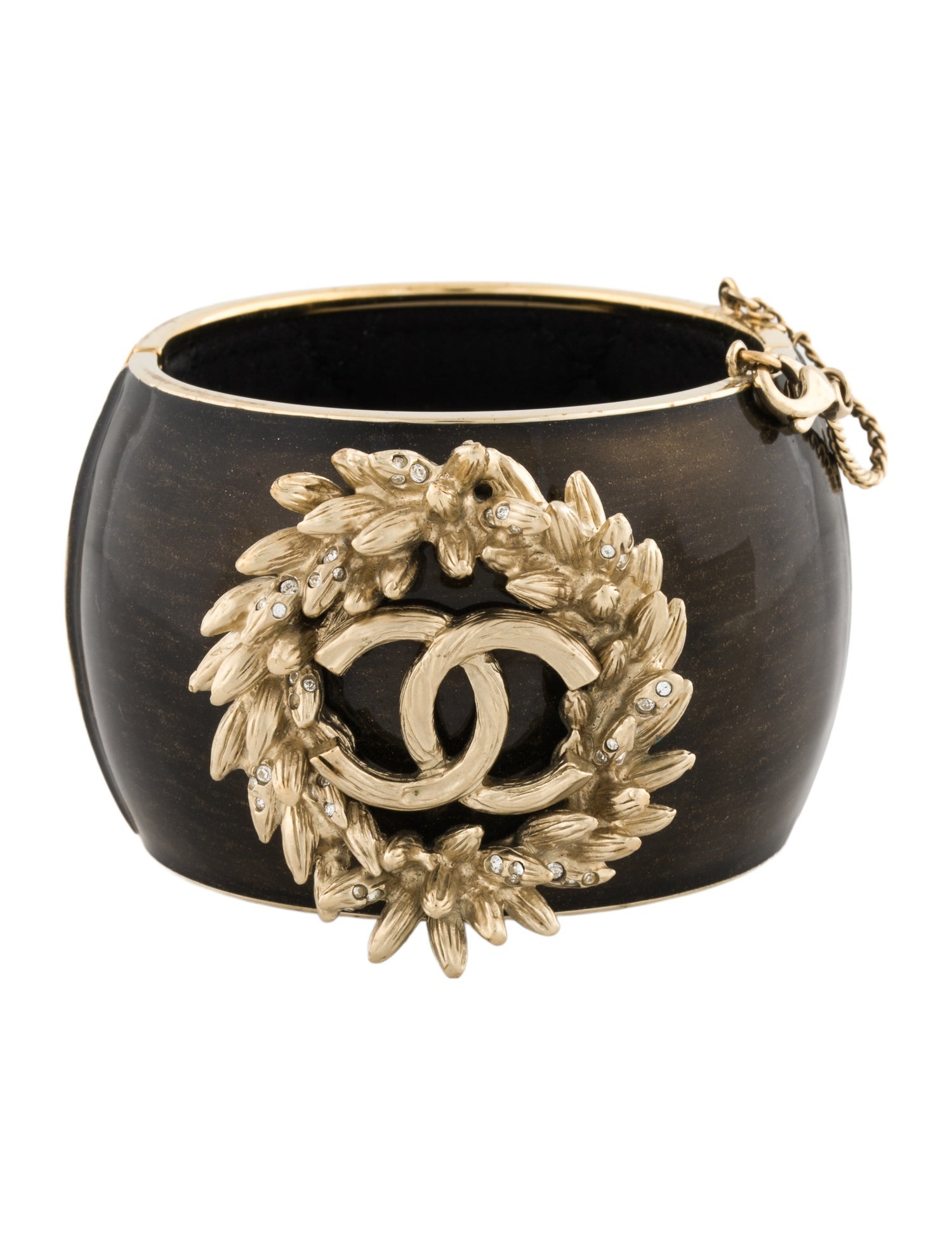 Chanel Resin & Strass Wheat Hinged Bangle Bracelet