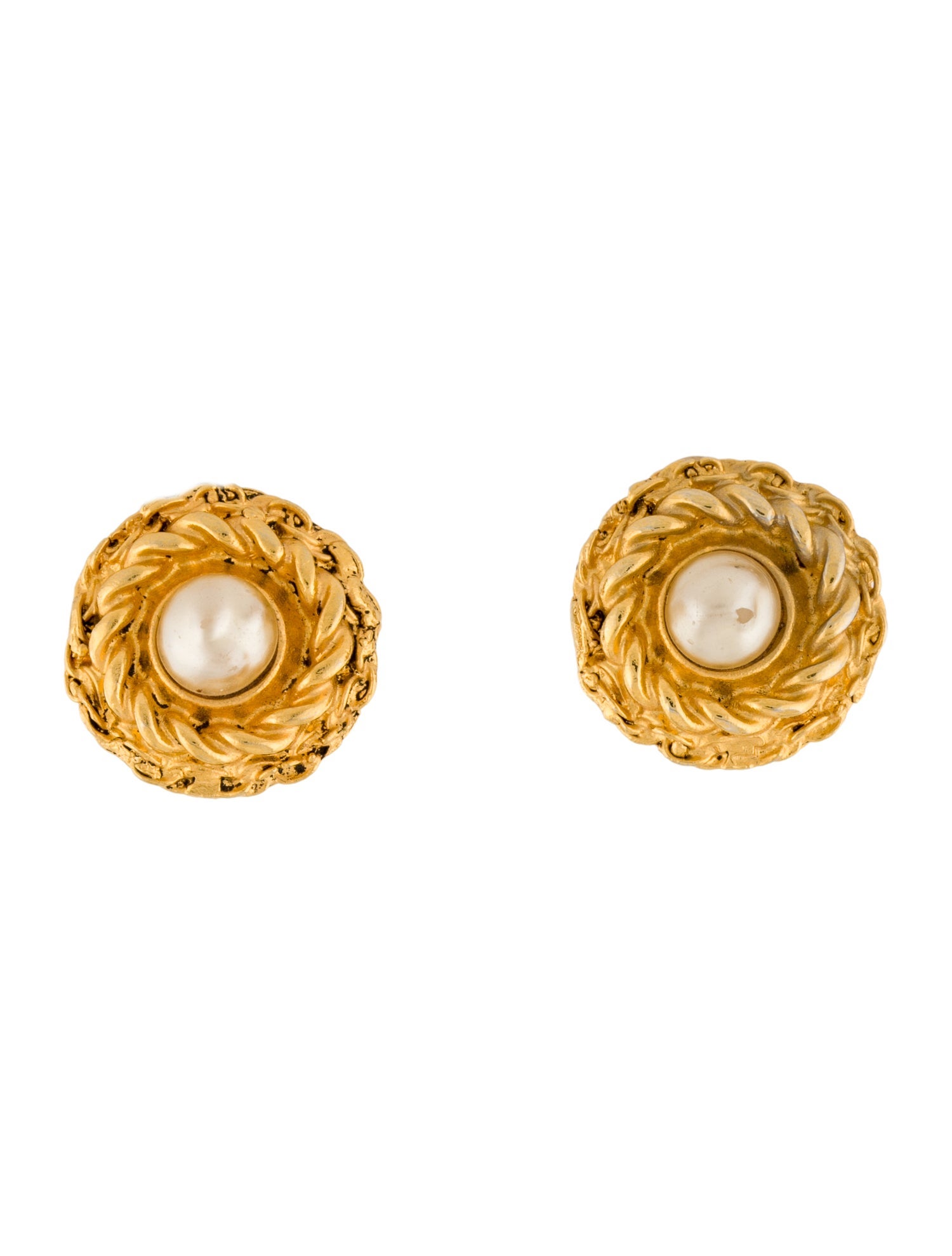 Chanel Vintage Faux Pearl Clip-On Earrings