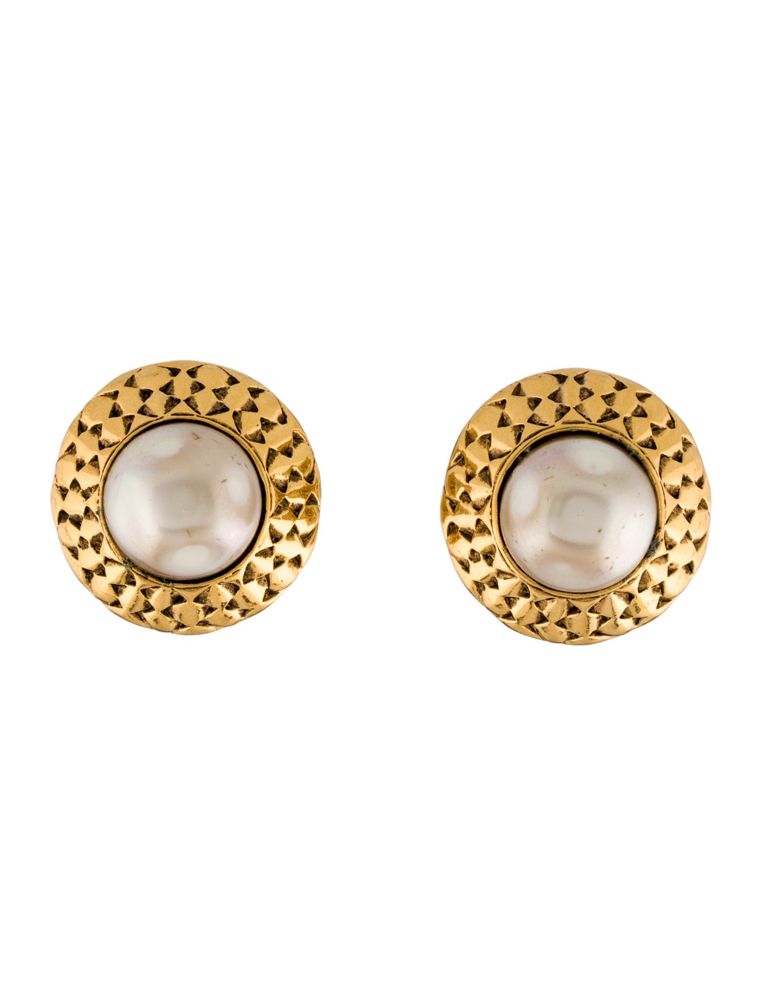 Chanel Faux Pearl Vintage Clip-On Earrings