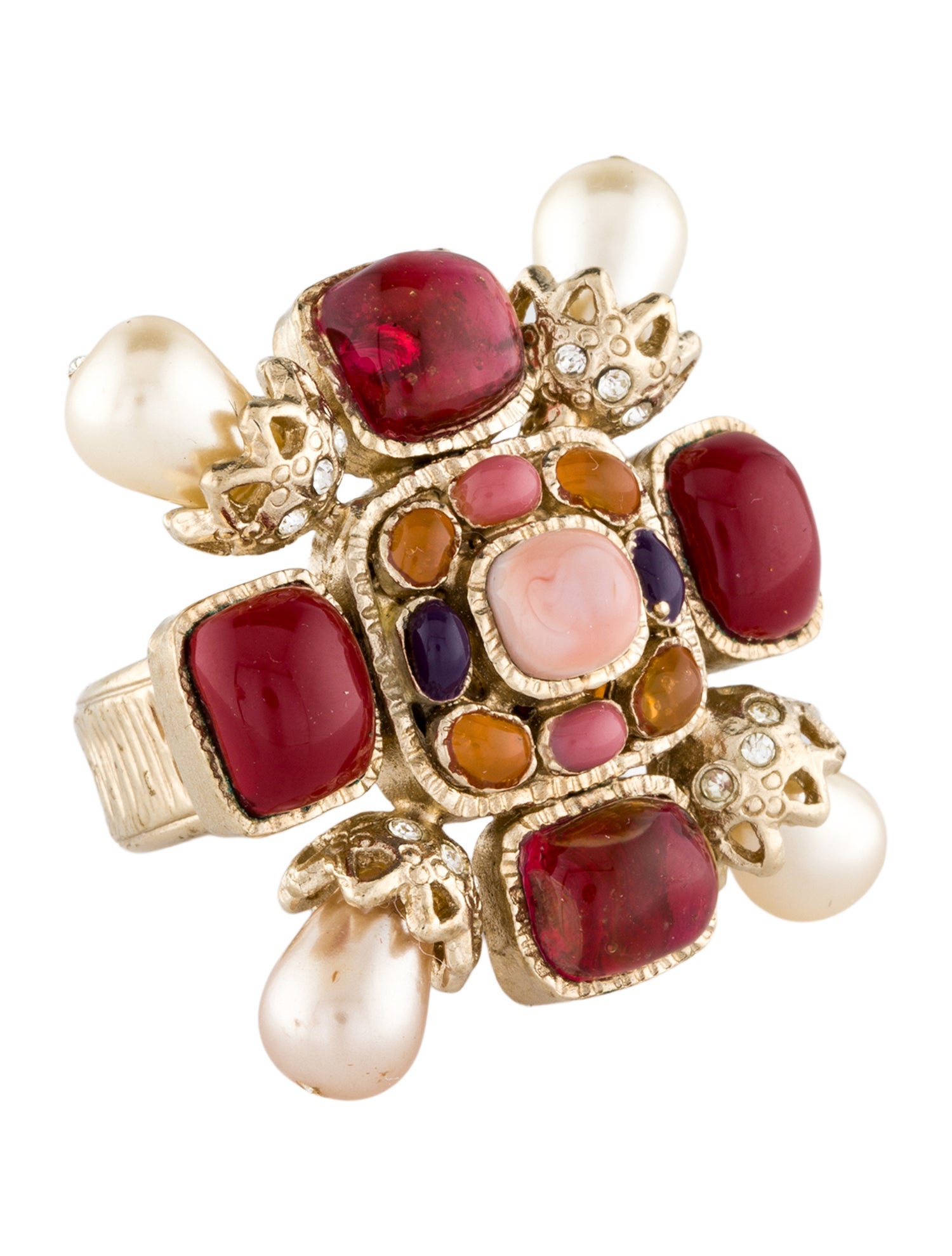 Chanel Faux Pearl, Strass & Resin Cocktail Ring