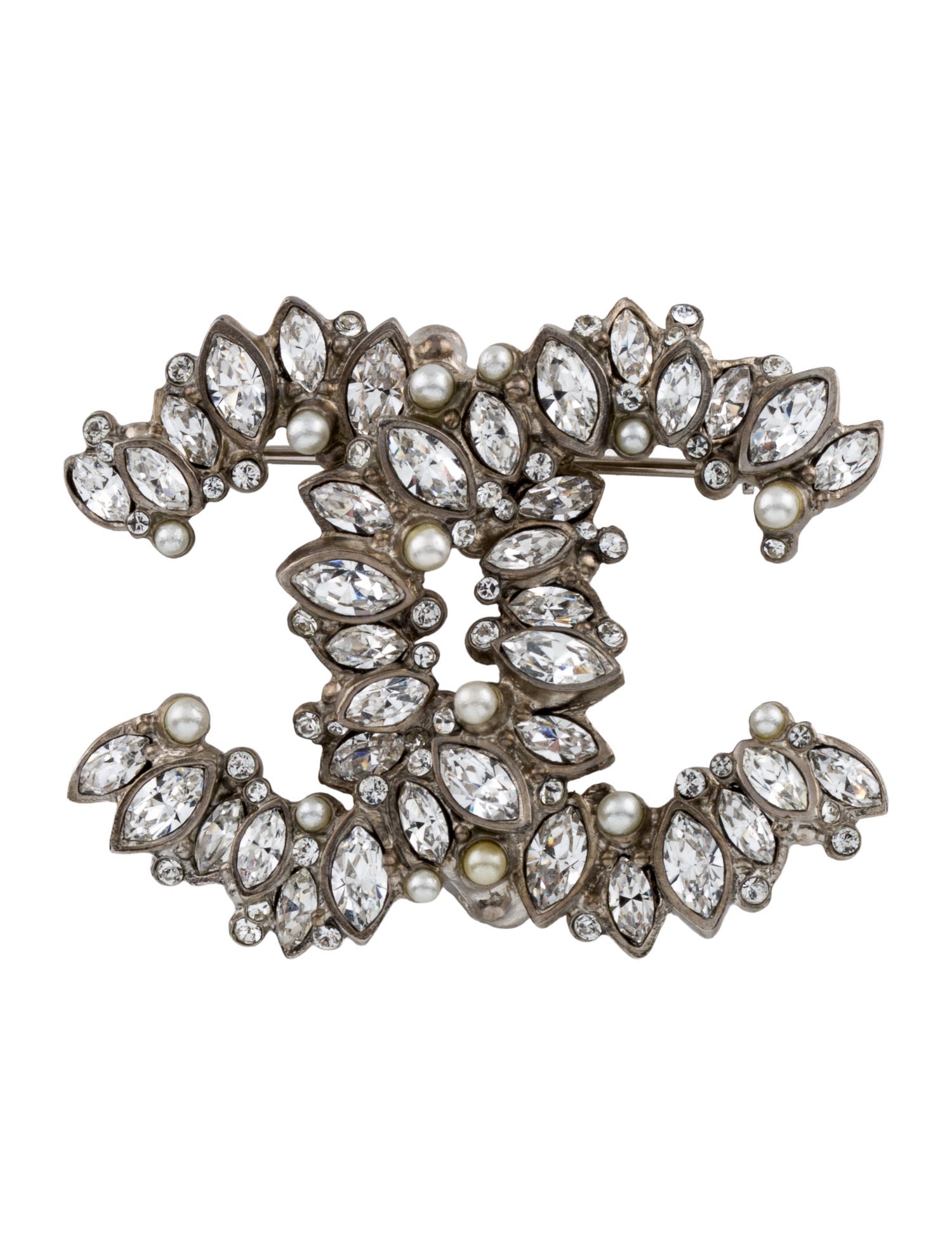 Chanel Faux Pearl & Strass CC Brooch