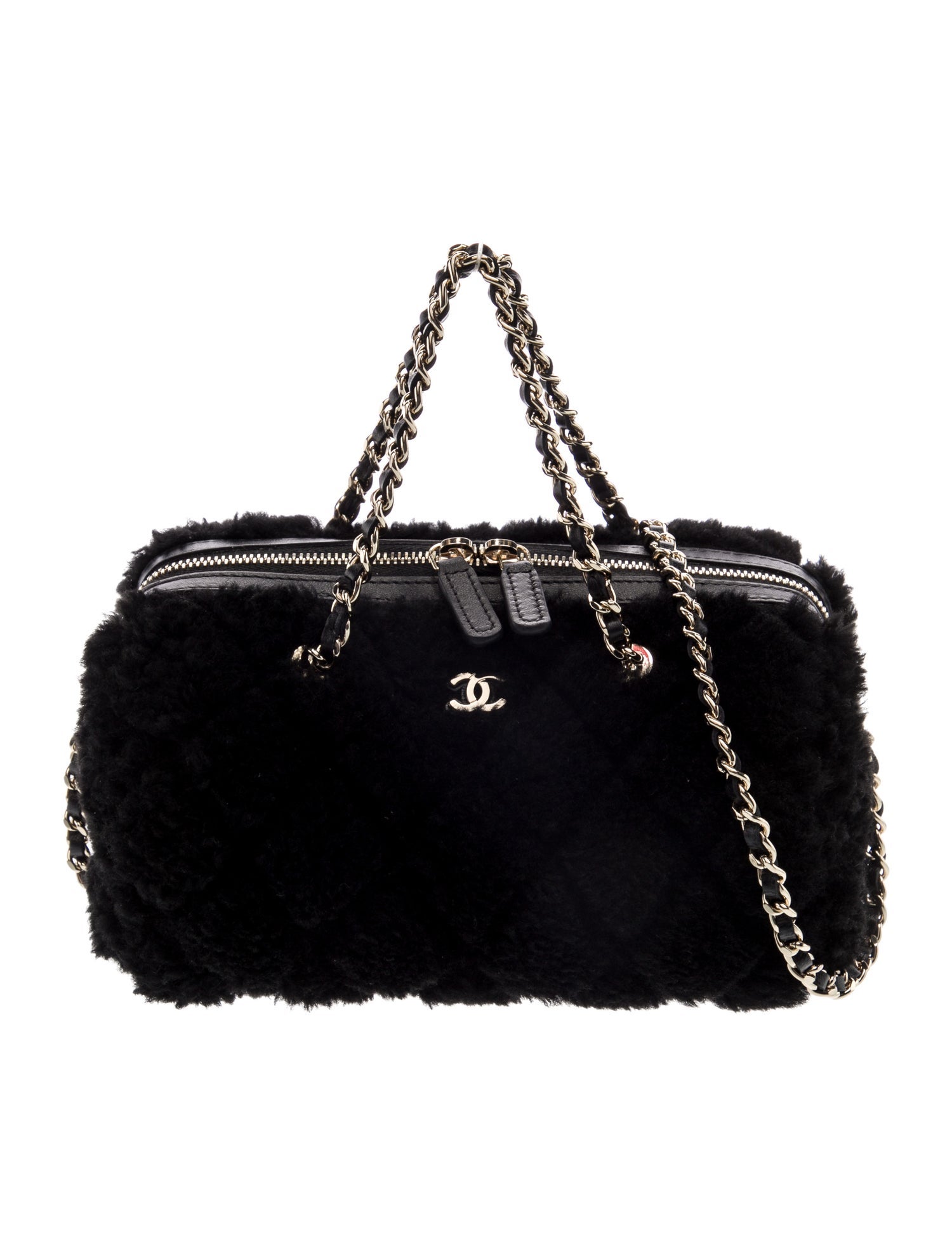 Chanel 2025 Shearling Mini Barrel Clutch w/Chain