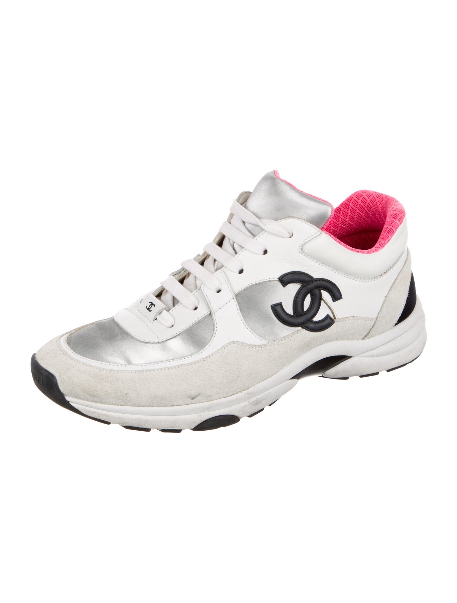 Chanel Interlocking CC Logo Suede Sneakers